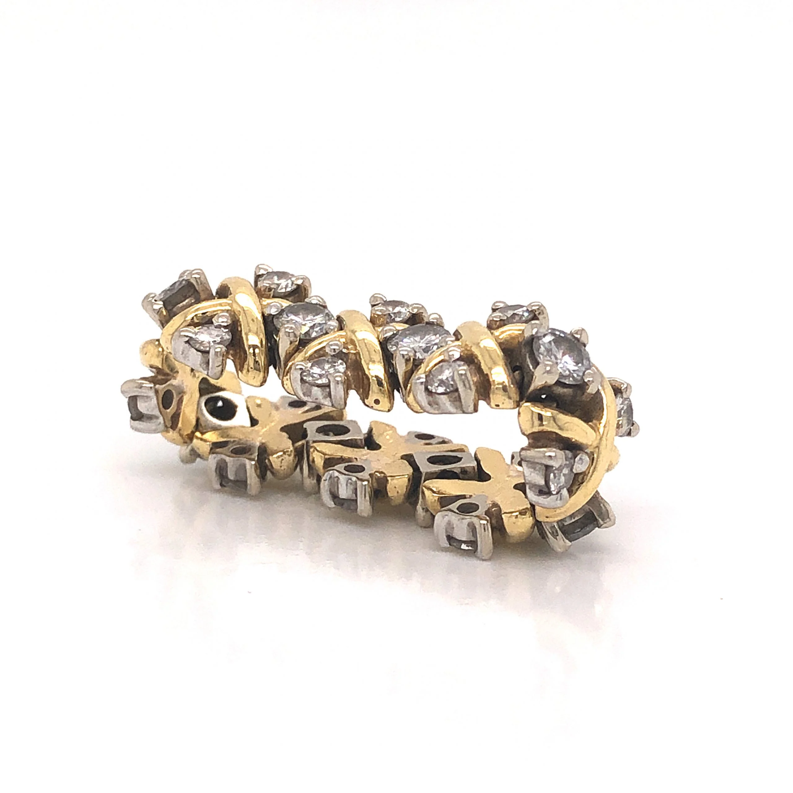 Flexible Diamond Cocktail Ring 14k Yellow & White Gold - Image 4