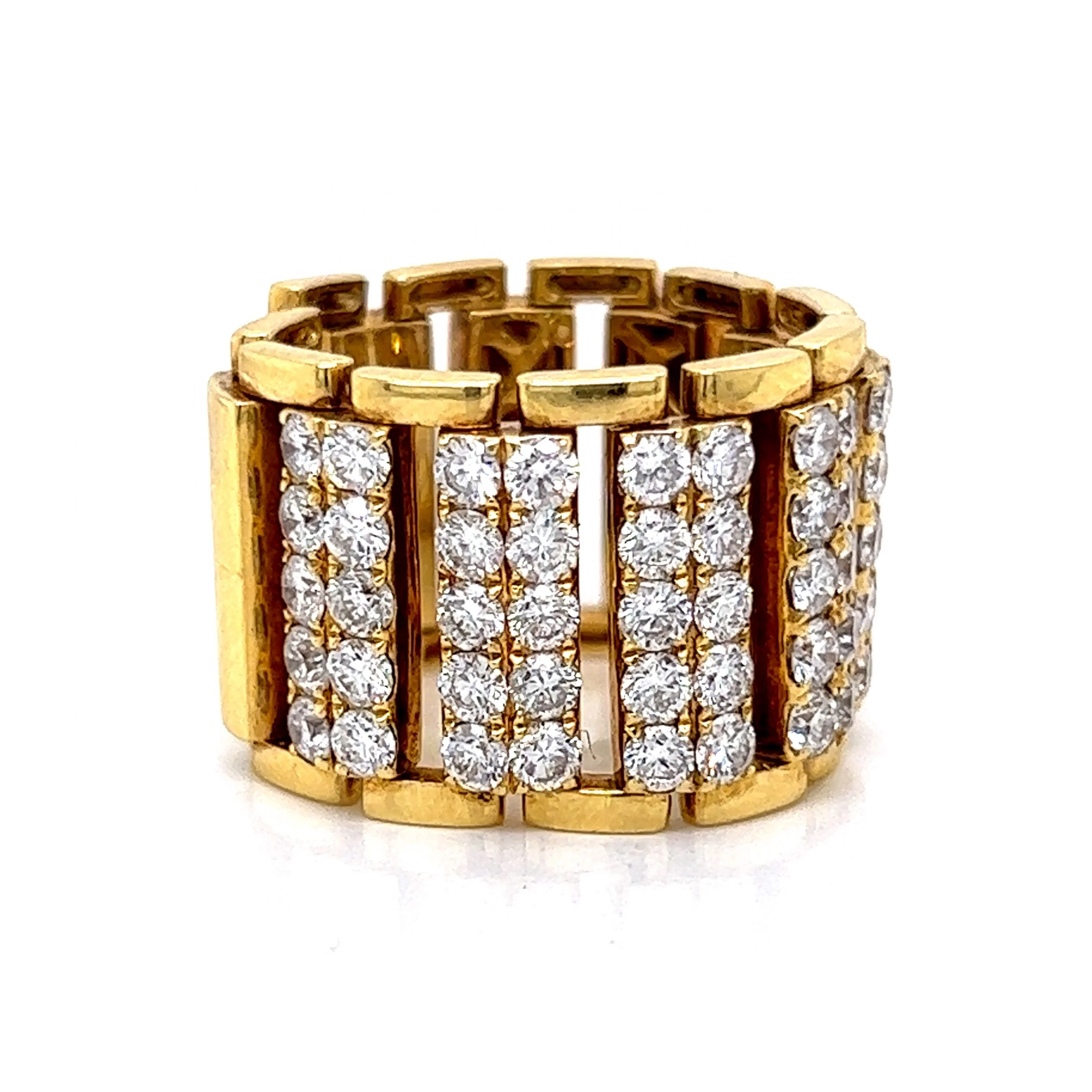 Flexible Diamond Link Cocktail Ring in 18k Yellow Gold - Image 3