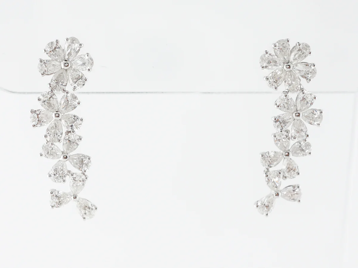 Floral Diamond Earrings w/ 2.5 Carats in White Gold