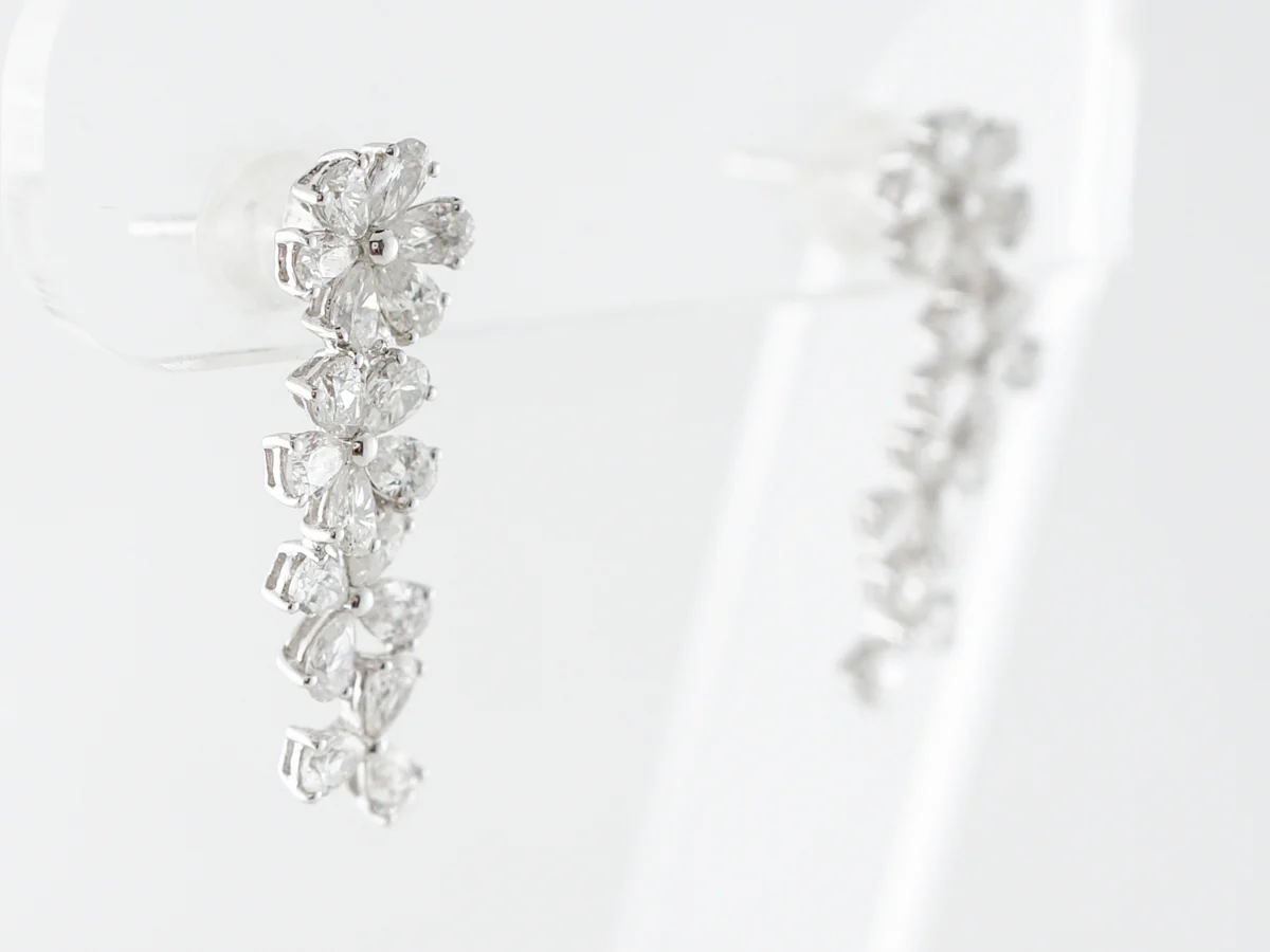 Floral Diamond Earrings w/ 2.5 Carats in White Gold - Image 2