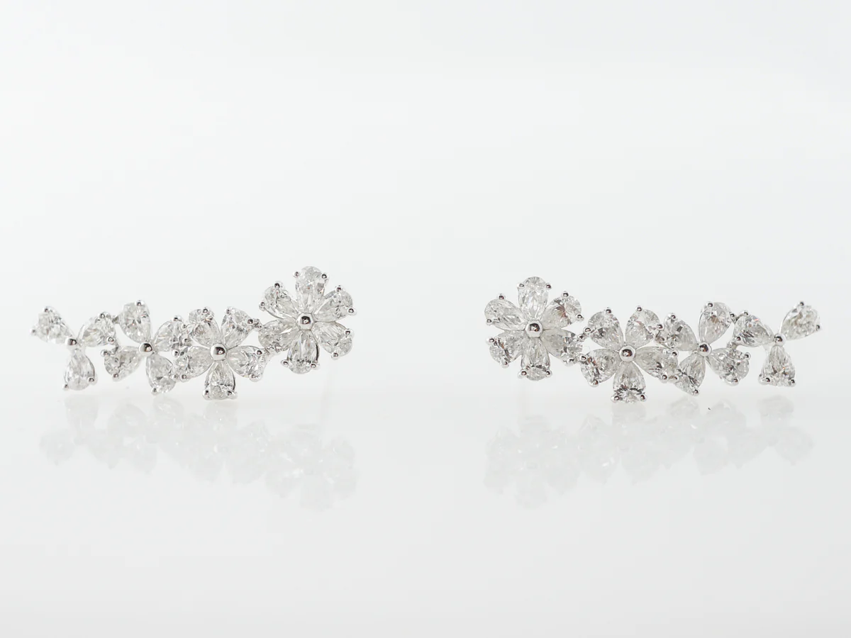 Floral Diamond Earrings w/ 2.5 Carats in White Gold - Image 3