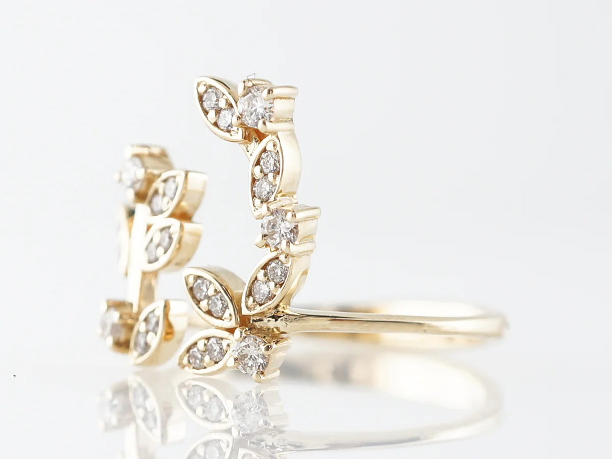 Floral Diamond Right Hand Ring in Yellow Gold - Image 2