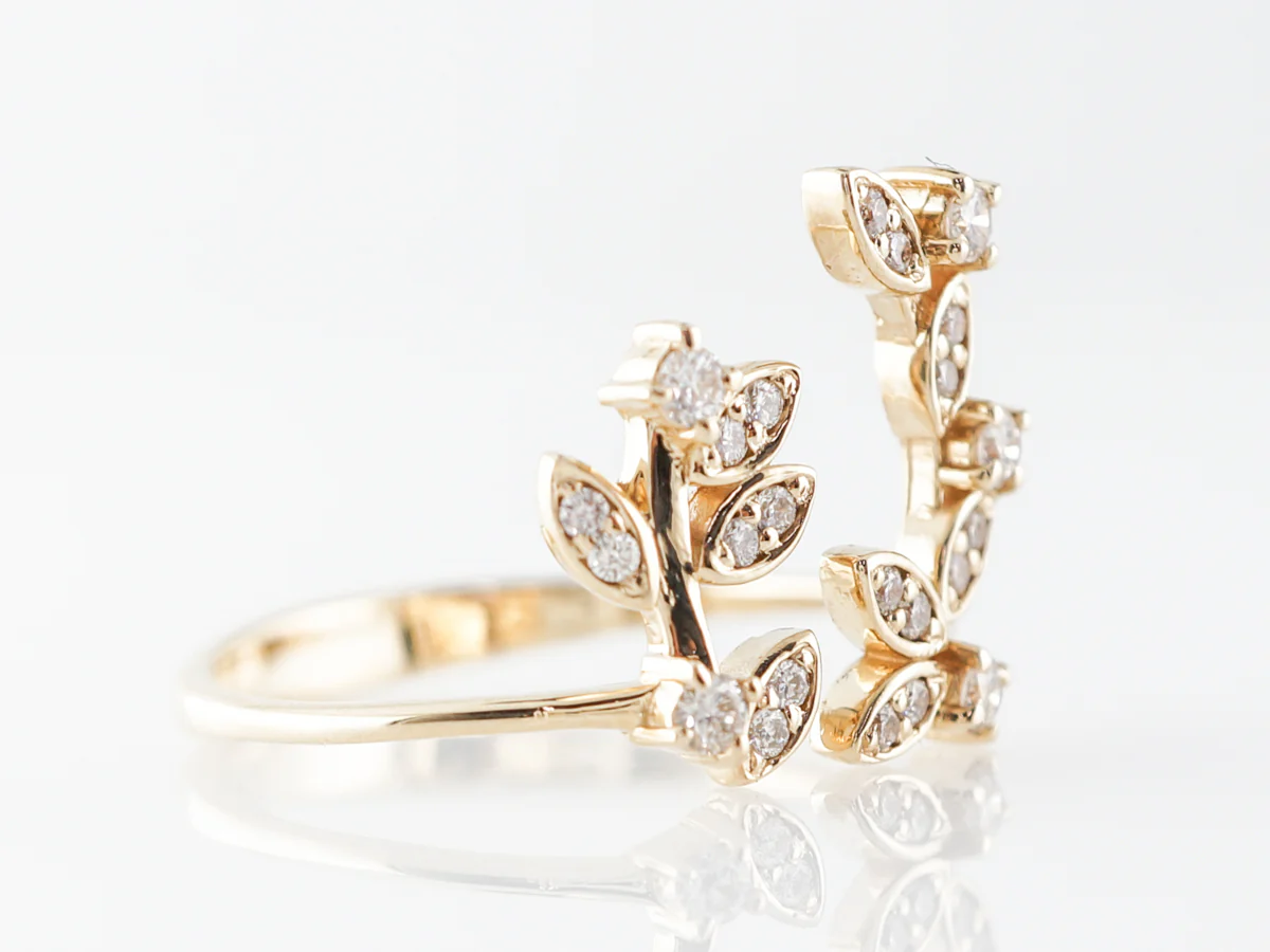 Floral Diamond Right Hand Ring in Yellow Gold - Image 3