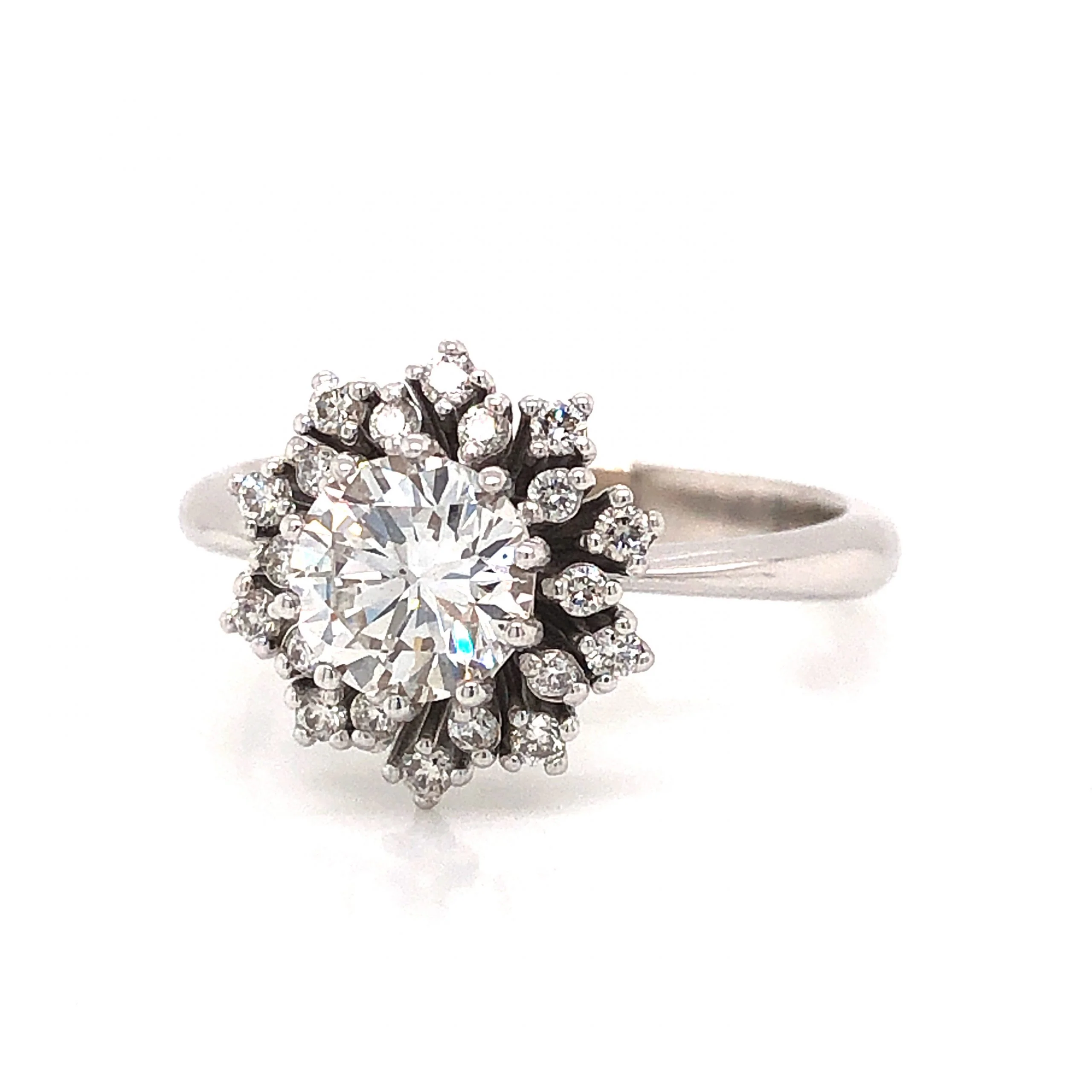 Floral Halo Diamond Engagement Ring in 14k White Gold - Image 2