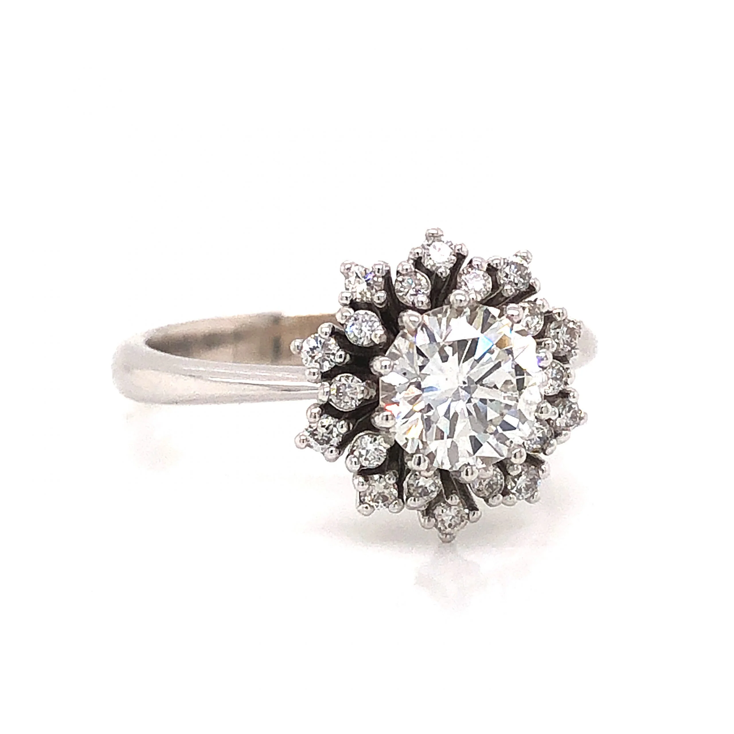 Floral Halo Diamond Engagement Ring in 14k White Gold - Image 3
