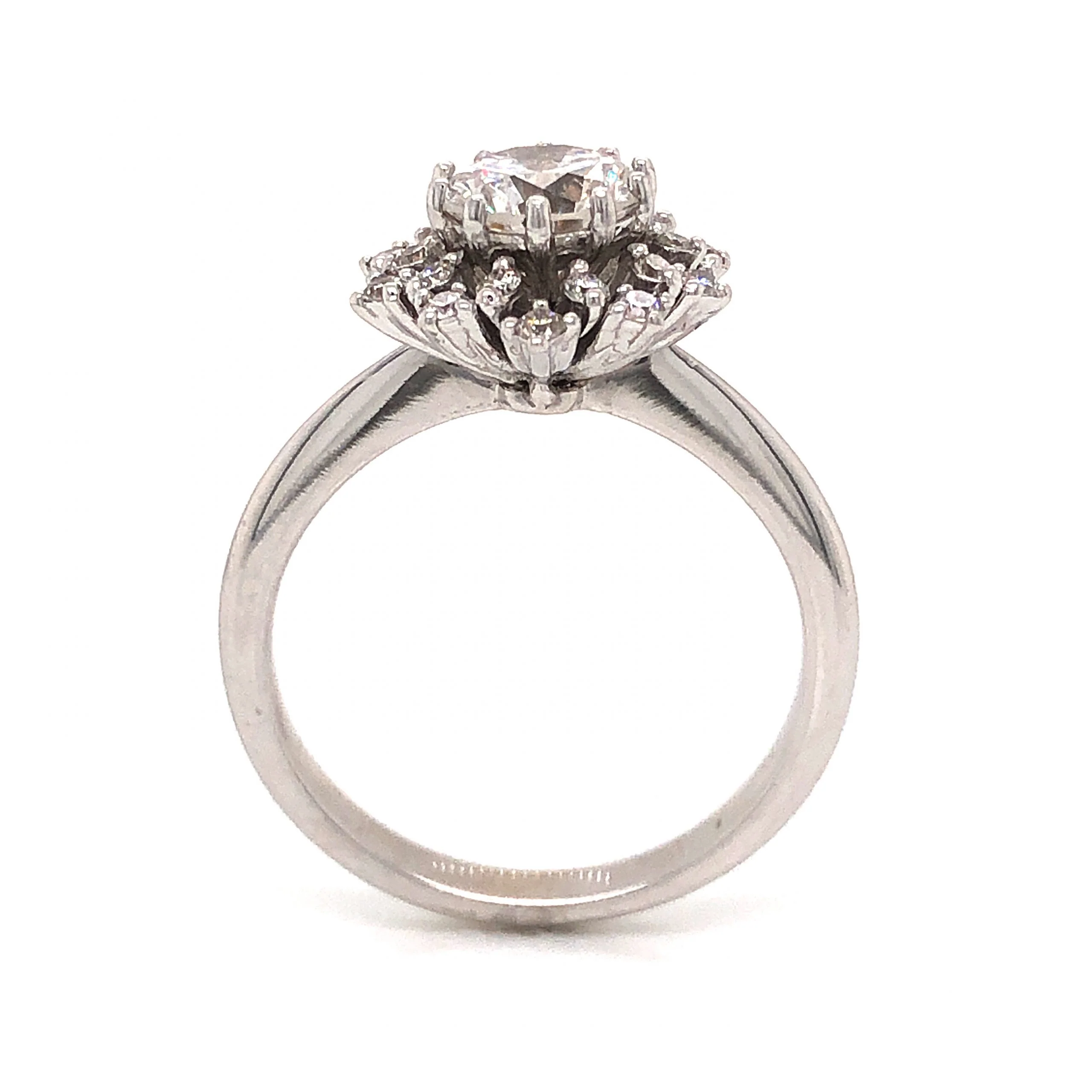 Floral Halo Diamond Engagement Ring in 14k White Gold - Image 4