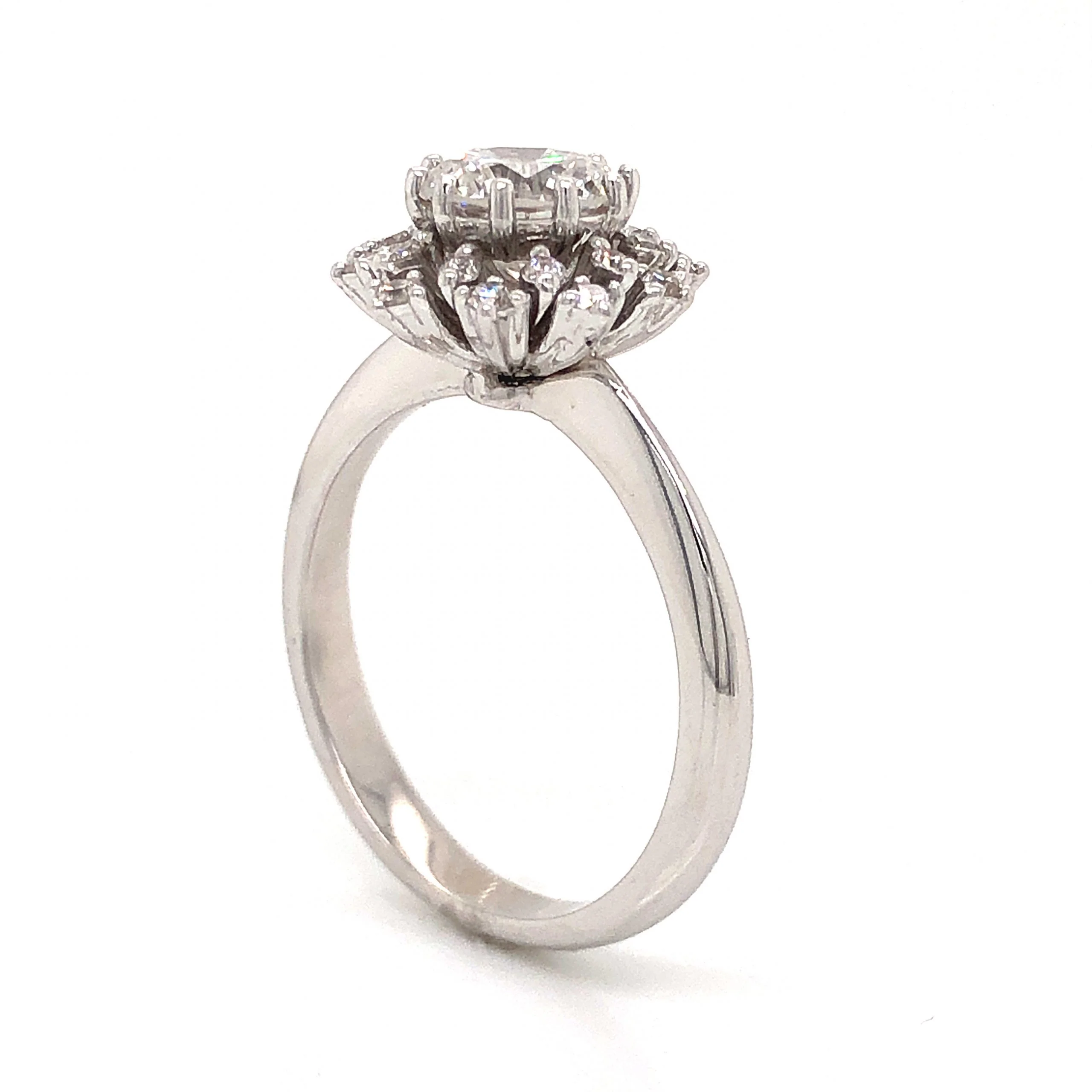 Floral Halo Diamond Engagement Ring in 14k White Gold - Image 5