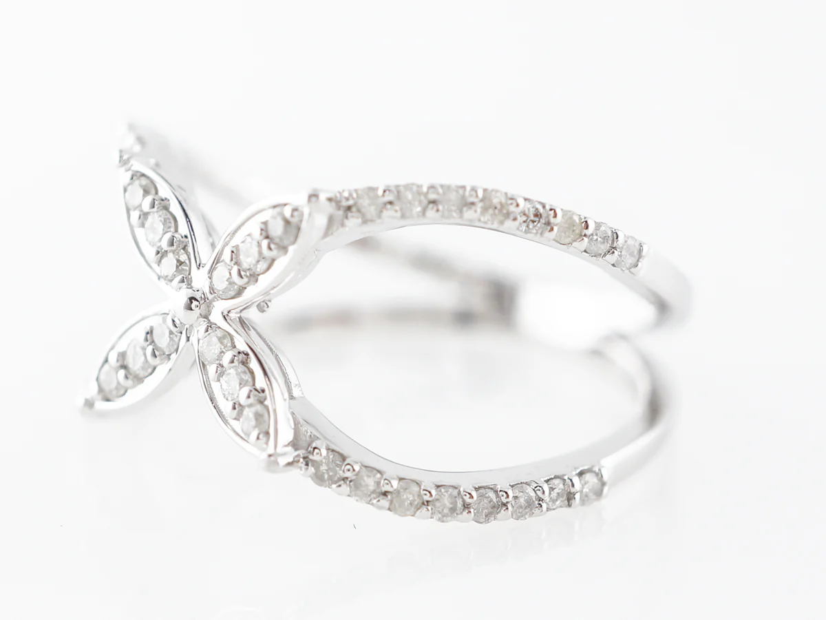 Floral Style Diamond Ring in 14k White Gold - Image 2