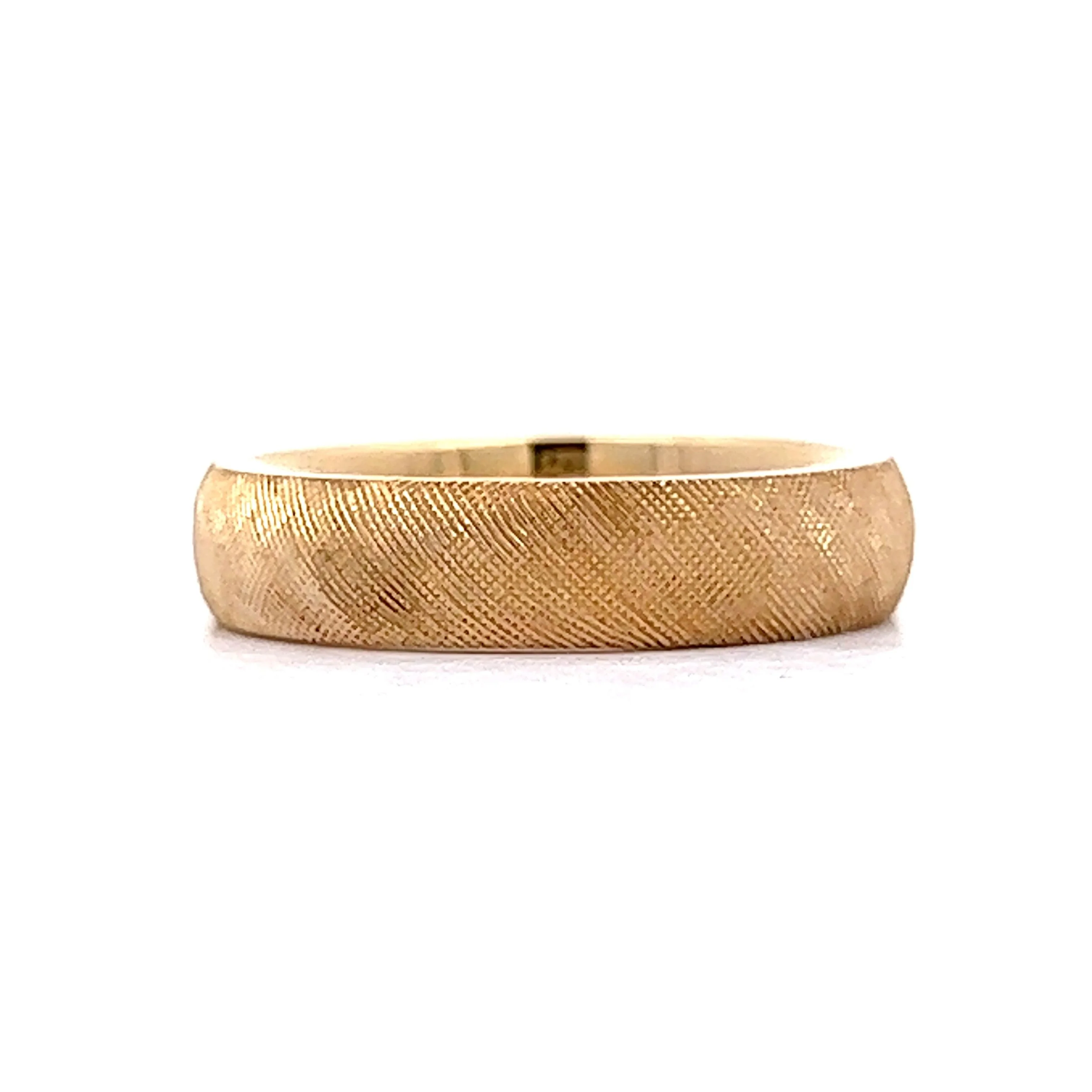 Florentine Finish Wedding Band in 14k Yellow Gold - Image 3