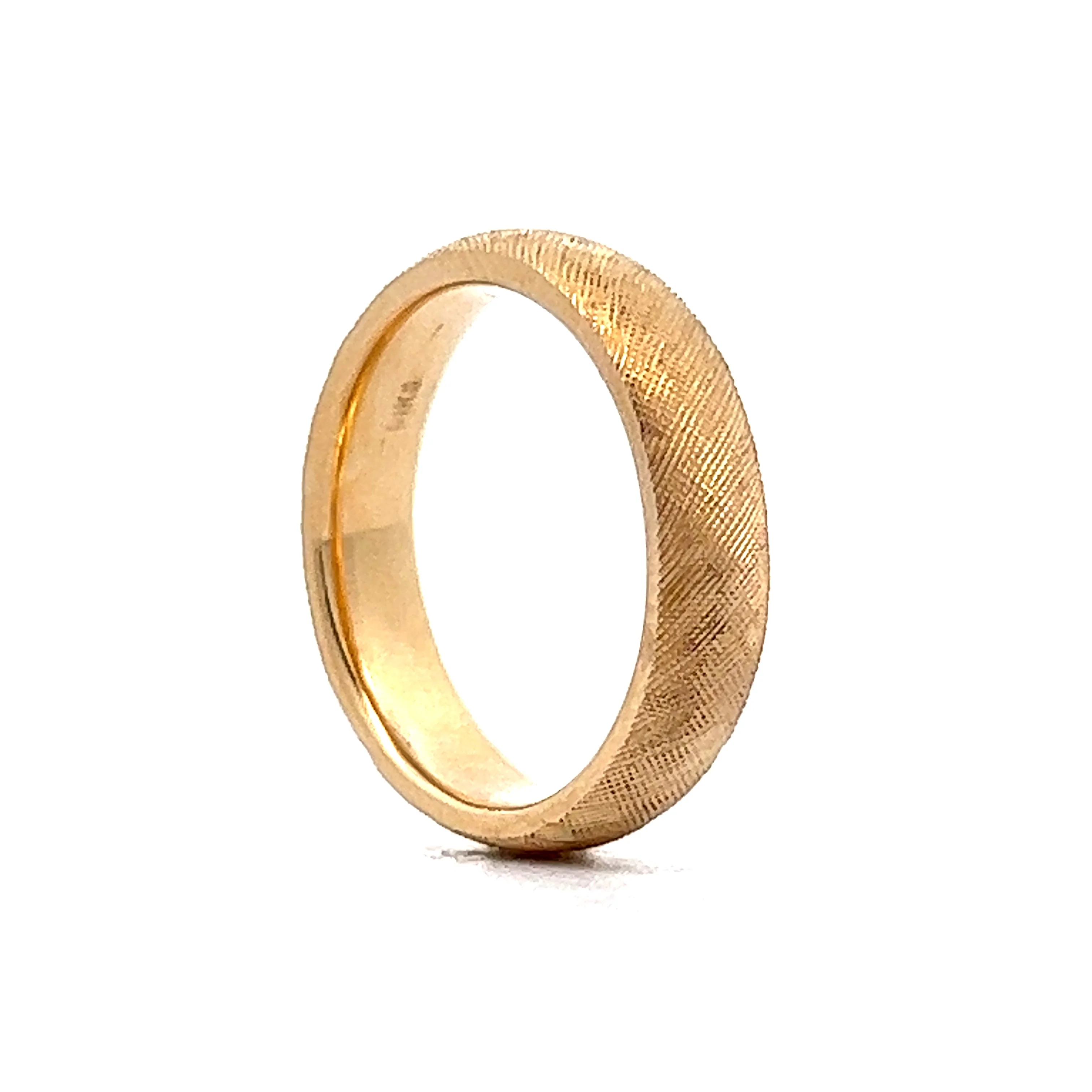 Florentine Finish Wedding Band in 14k Yellow Gold - Image 5