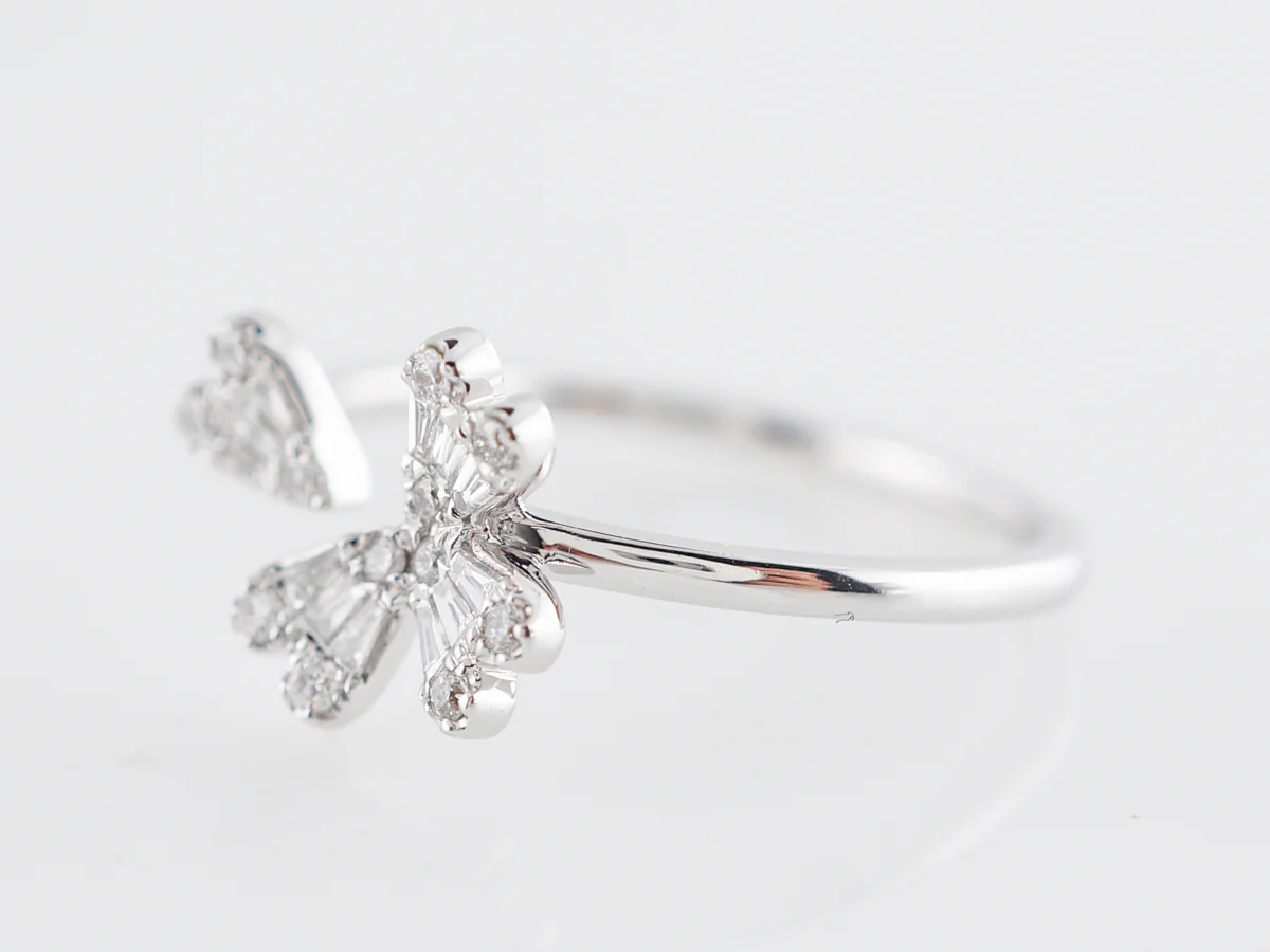 Flower Ring w/ Diamonds in 18k White Gold - Image 2