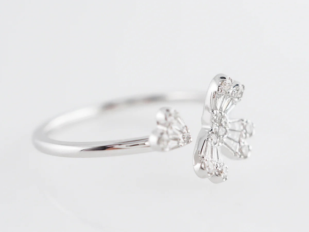 Flower Ring w/ Diamonds in 18k White Gold - Image 3