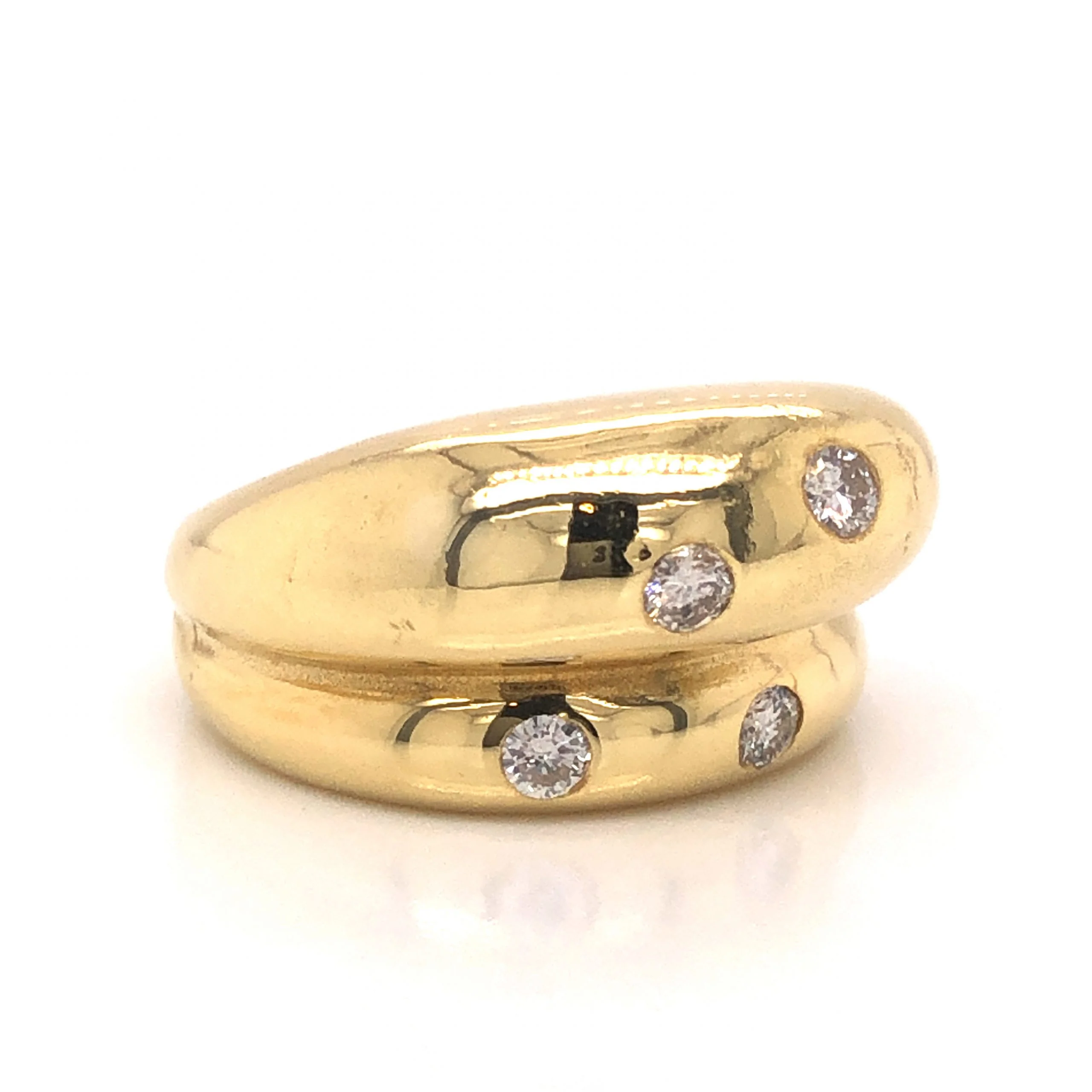 Flush Set Diamond Cocktail Ring 18k Yellow Gold - Image 3