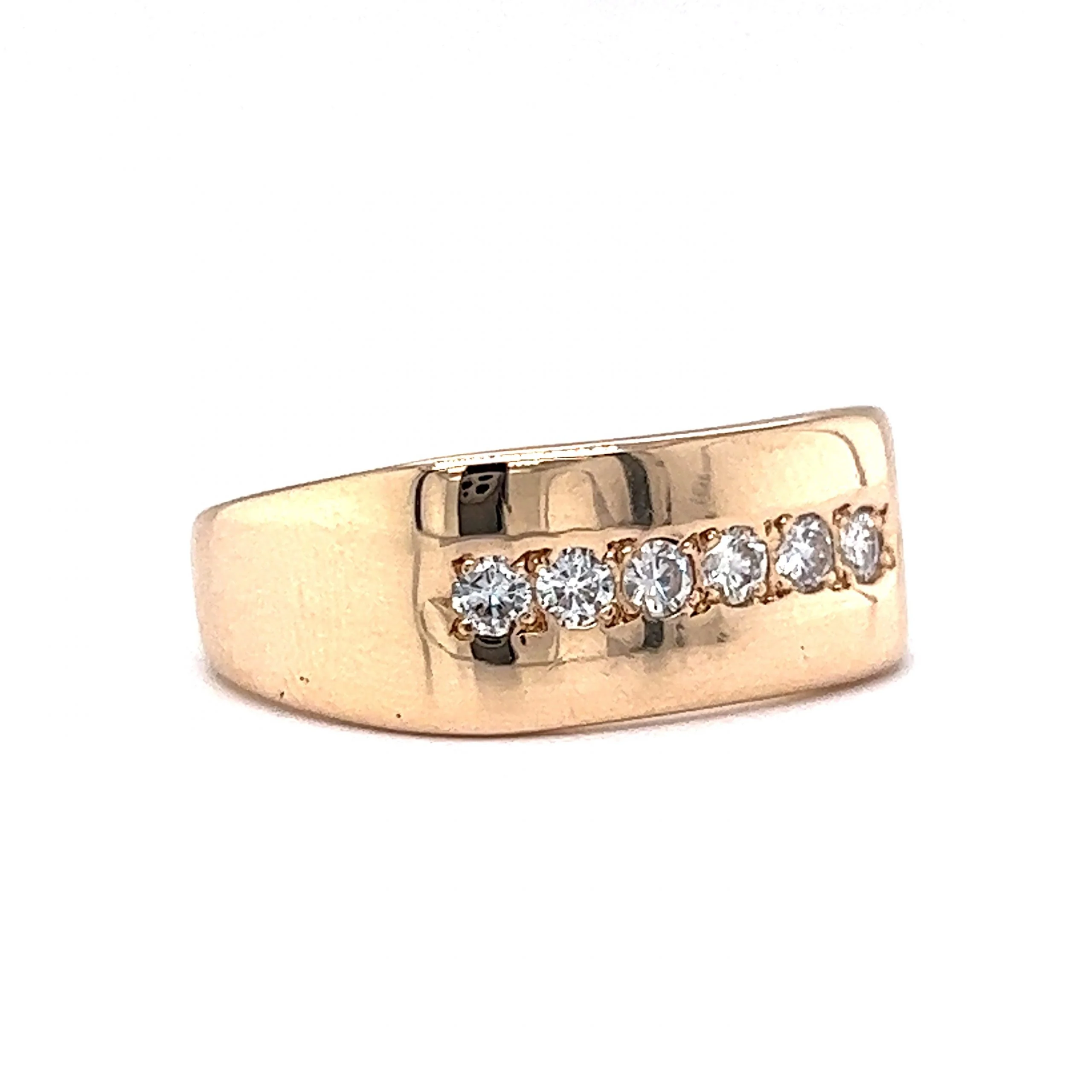 Flush Set Diamond Line Stacking Ring in 14k Yellow Gold - Image 3