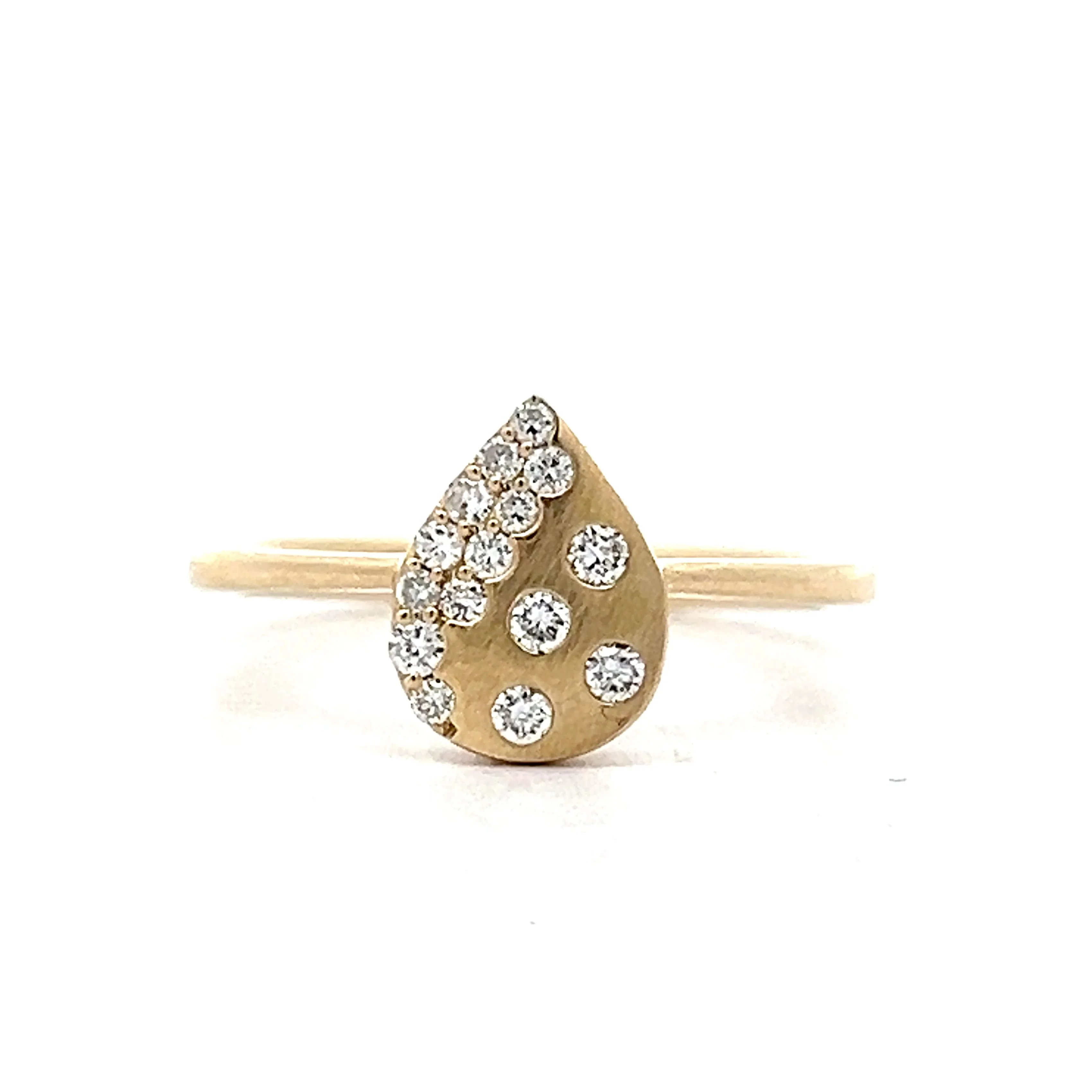 Flush Set Diamond Stacking Ring in 14k Yellow Gold