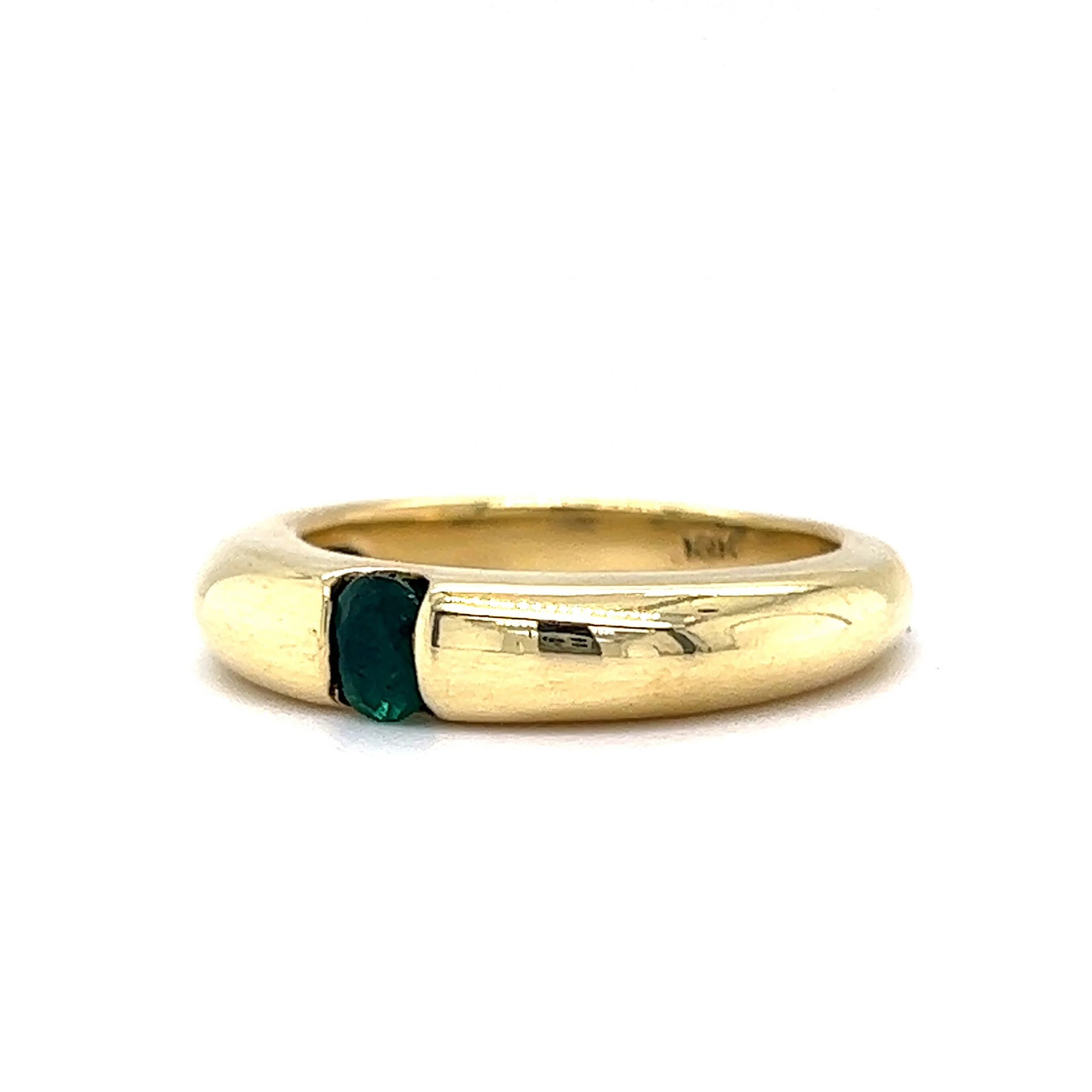 Flush Set Emerald Stacking Ring in 18k Yellow Gold - Image 2