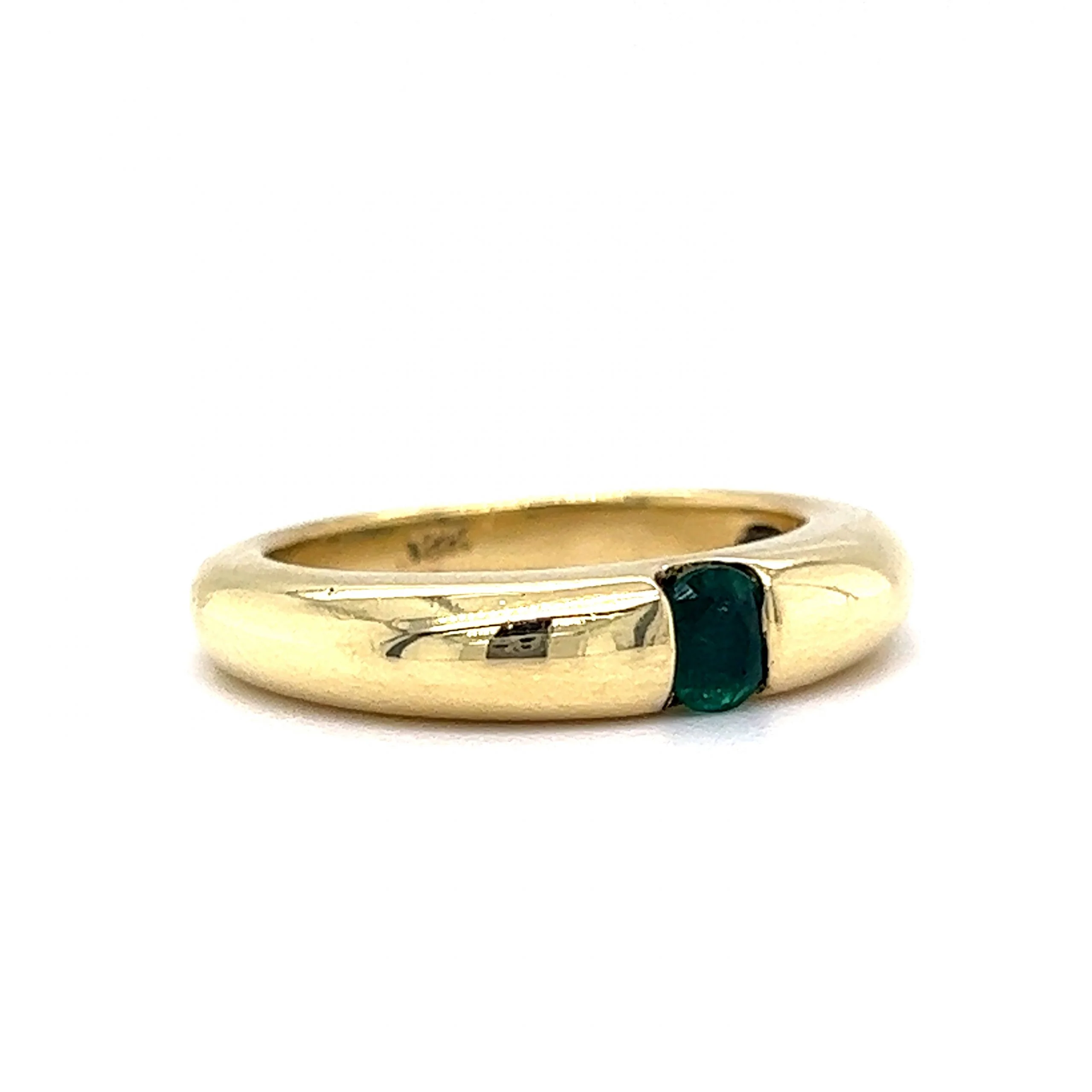 Flush Set Emerald Stacking Ring in 18k Yellow Gold - Image 3