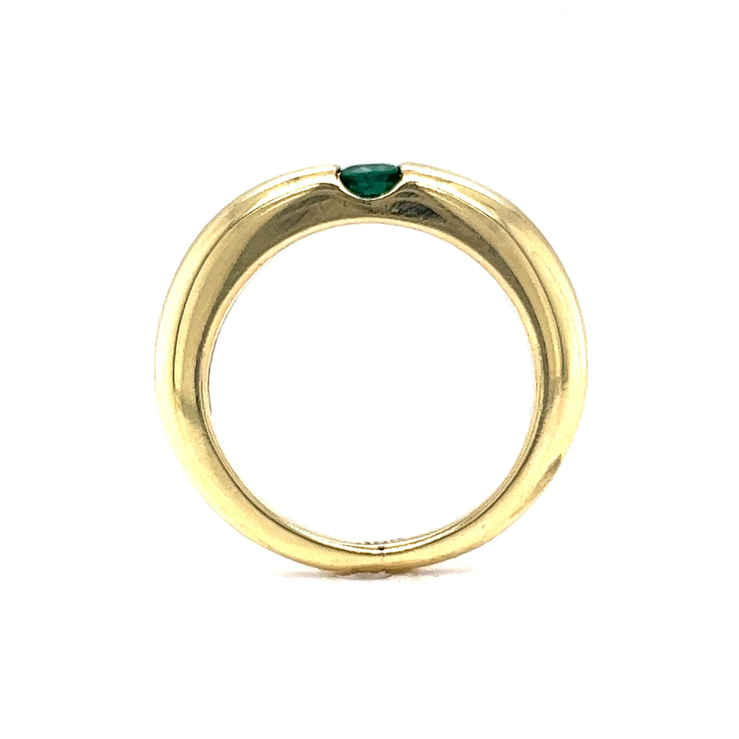 Flush Set Emerald Stacking Ring in 18k Yellow Gold - Image 4