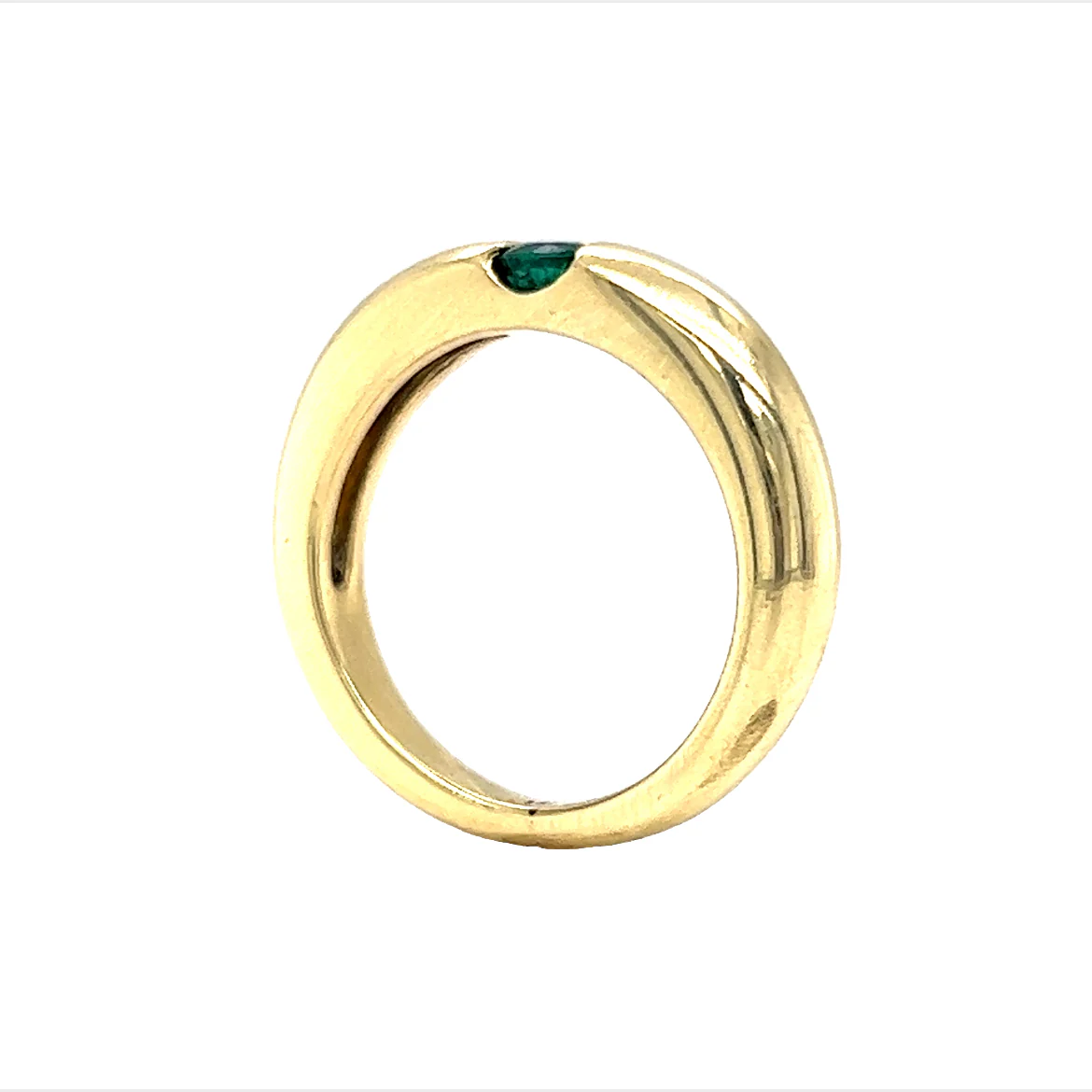 Flush Set Emerald Stacking Ring in 18k Yellow Gold - Image 5