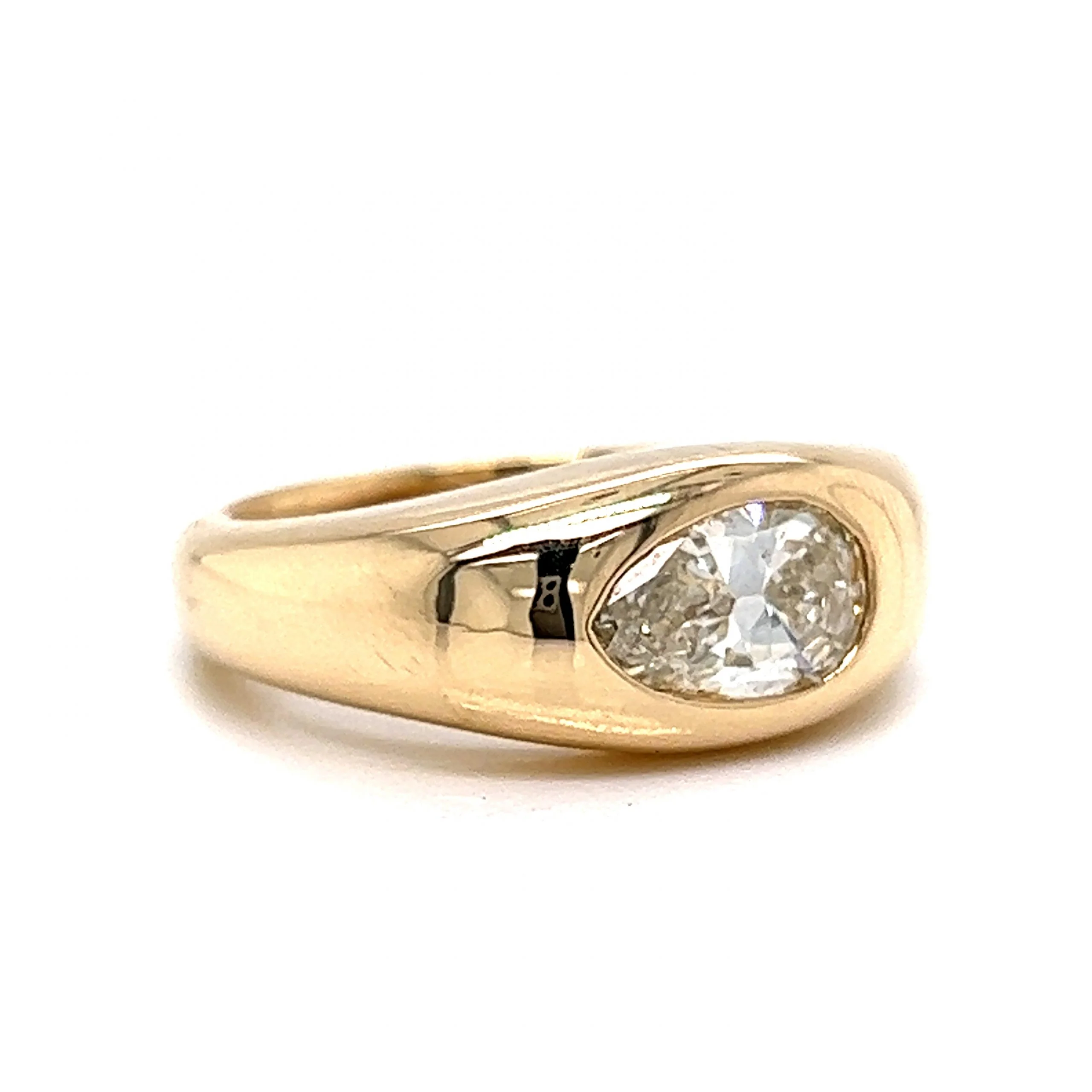 Flush Set 1.21 Pear Cut Diamond Engagement Ring in 14k Yellow Gold - Image 3