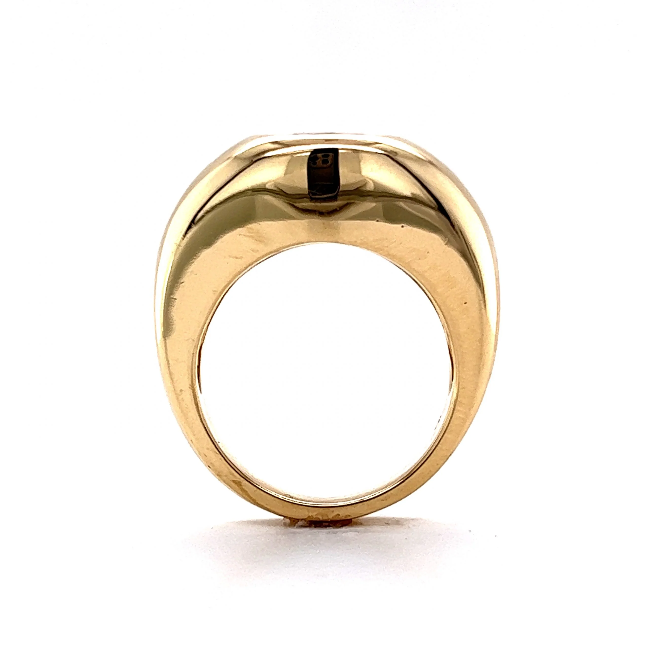 Flush Set Sapphire & Diamond Cocktail Ring in 14k Yellow Gold - Image 4