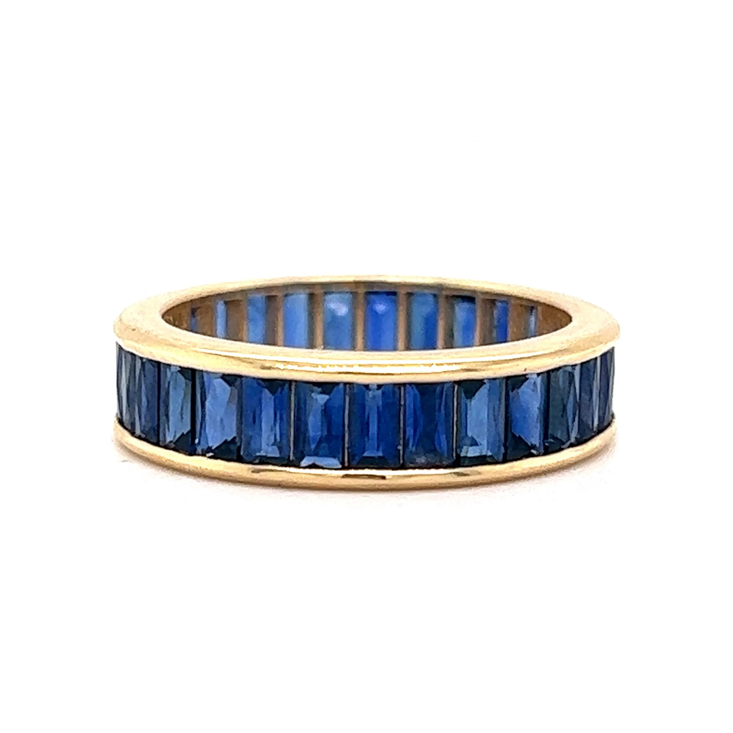French Cut Sapphire Eternity Band in 18k Yellow Gold - Image 3