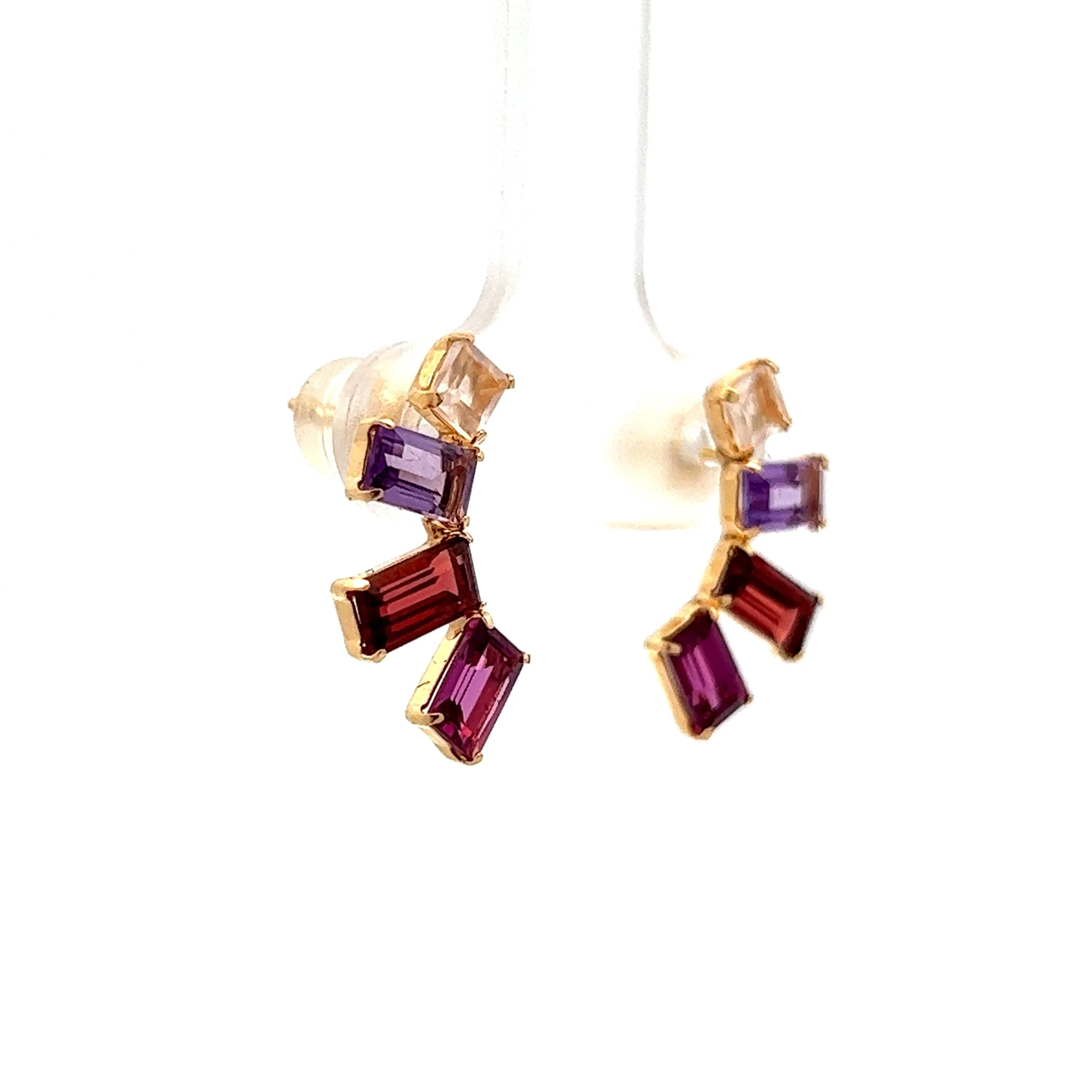 Garnet, Amethyst & Tourmaline Stud Earrings in 18k - Image 3