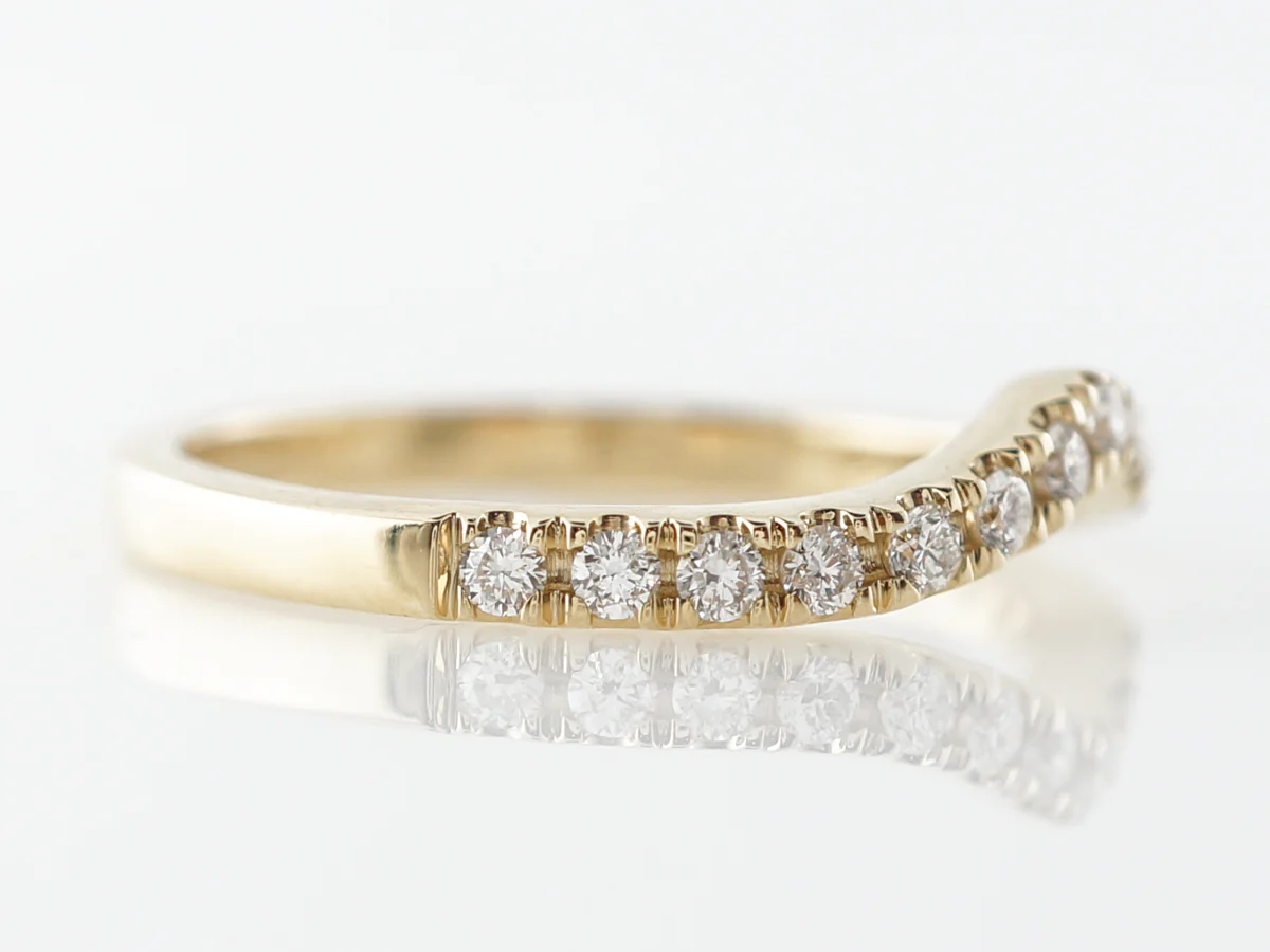 Gently Curved Diamond Band in 14k Yellow Gold - Image 3