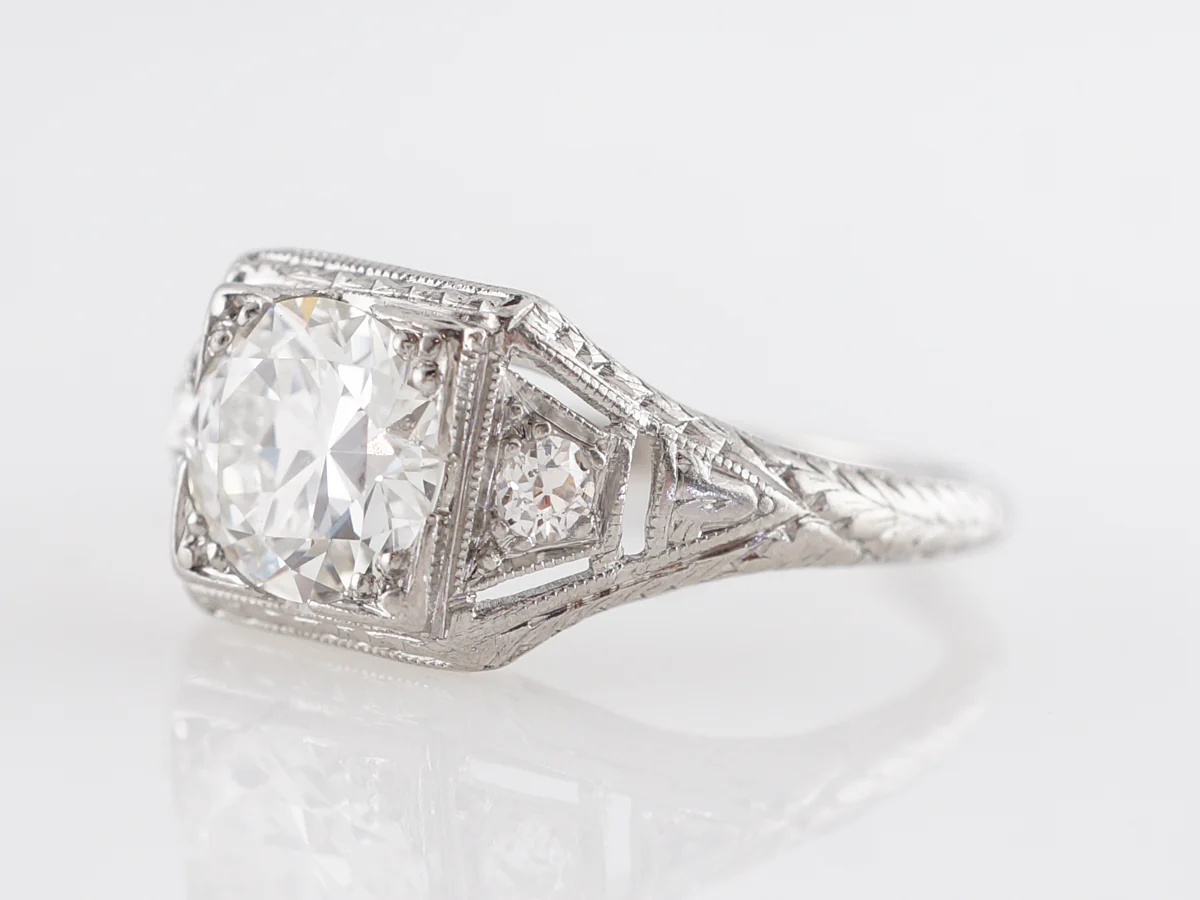 Geometric Art Deco Diamond Engagement Ring in Platinum - Image 2