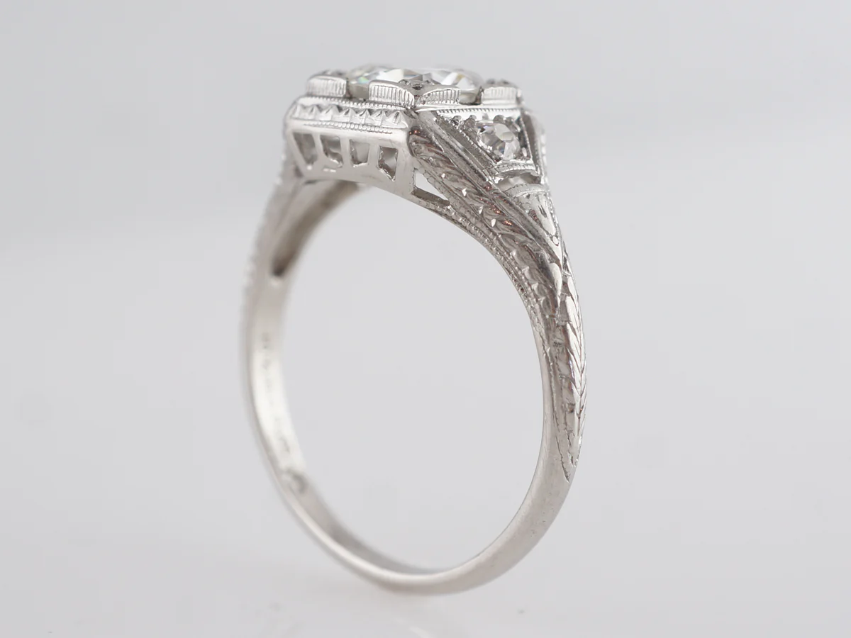 Geometric Art Deco Diamond Engagement Ring in Platinum - Image 5