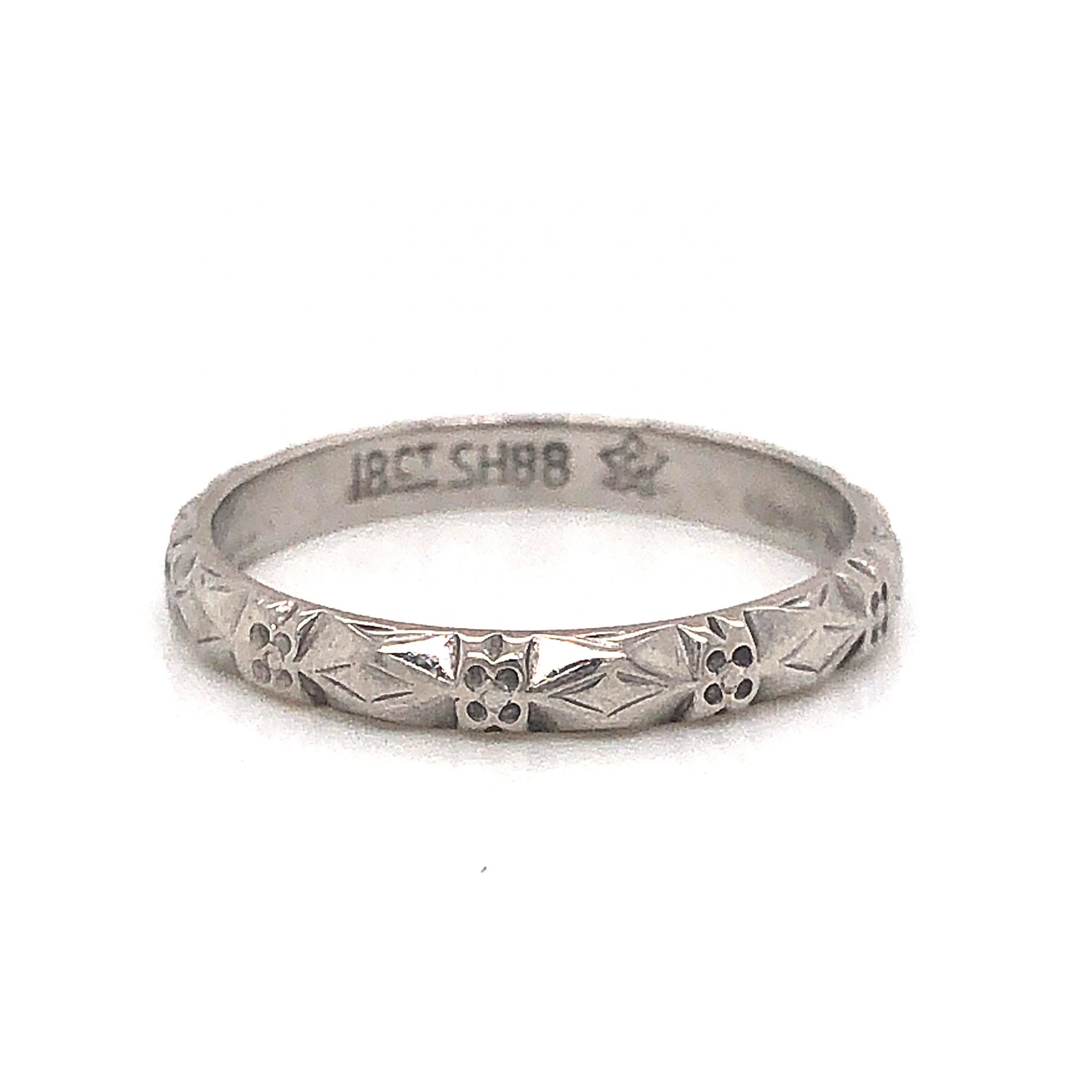 Geometric Art Deco Wedding Band in 18k White Gold - Image 3