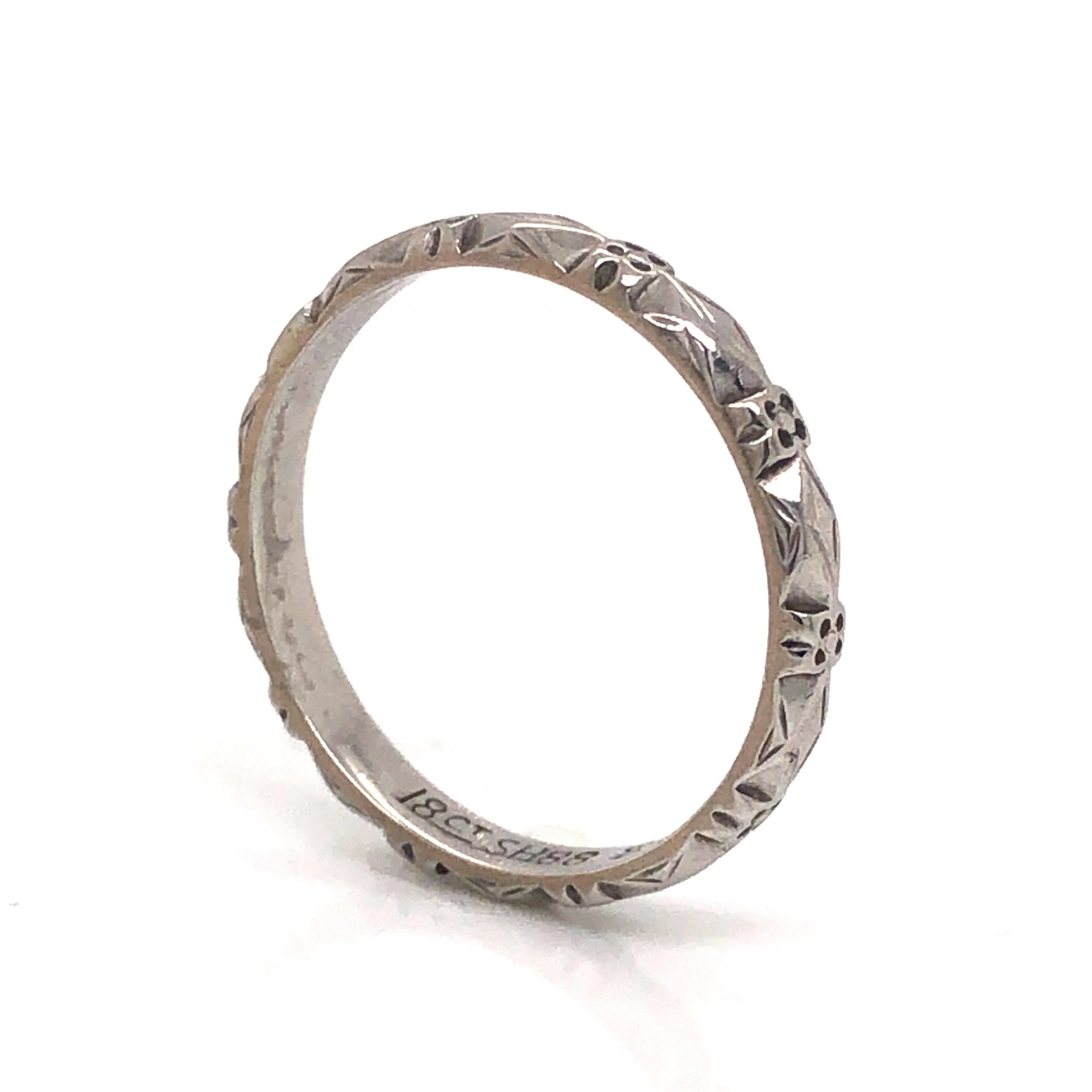 Geometric Art Deco Wedding Band in 18k White Gold - Image 5