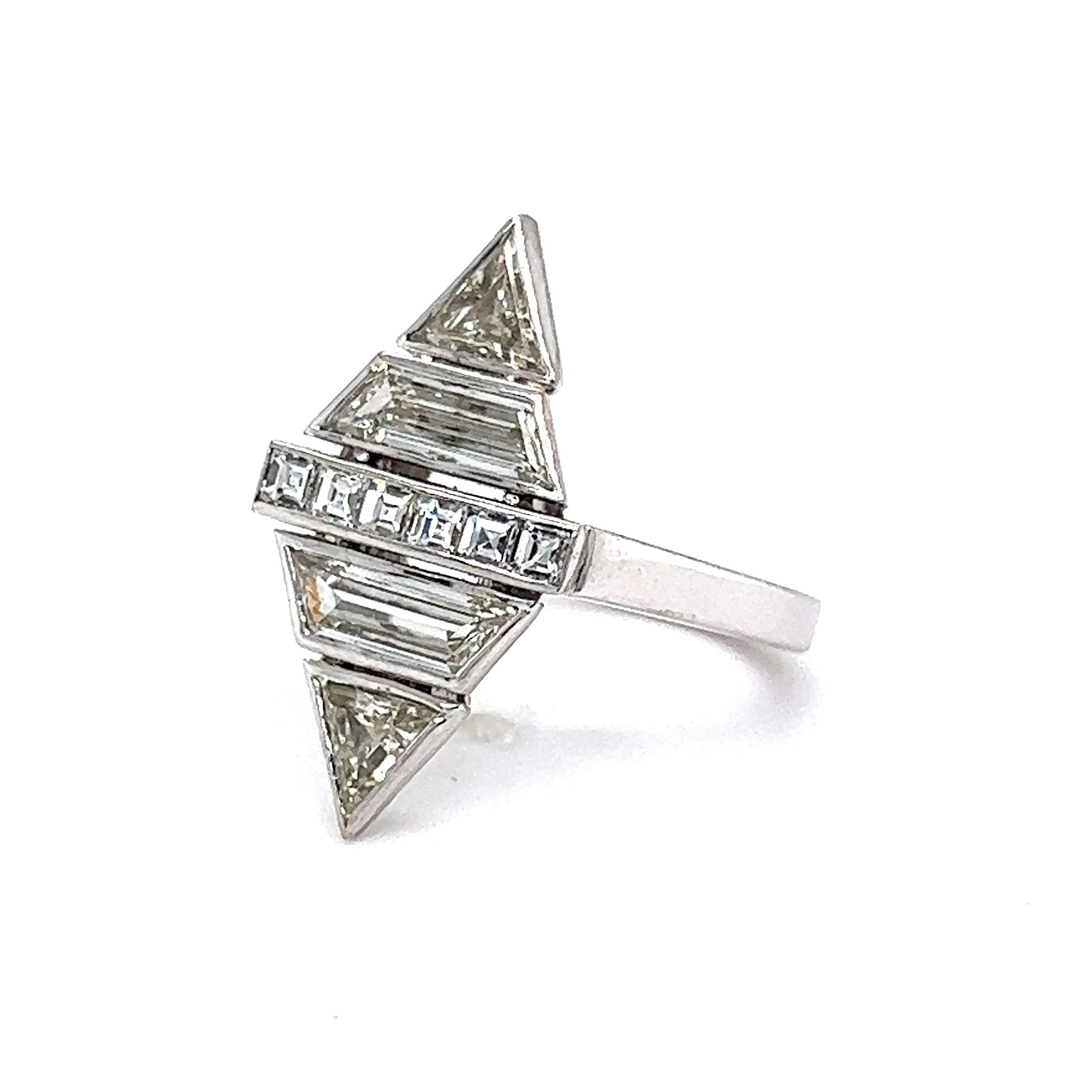 Geometric Bezel Set Diamond Cocktail Ring in Platinum - Image 2