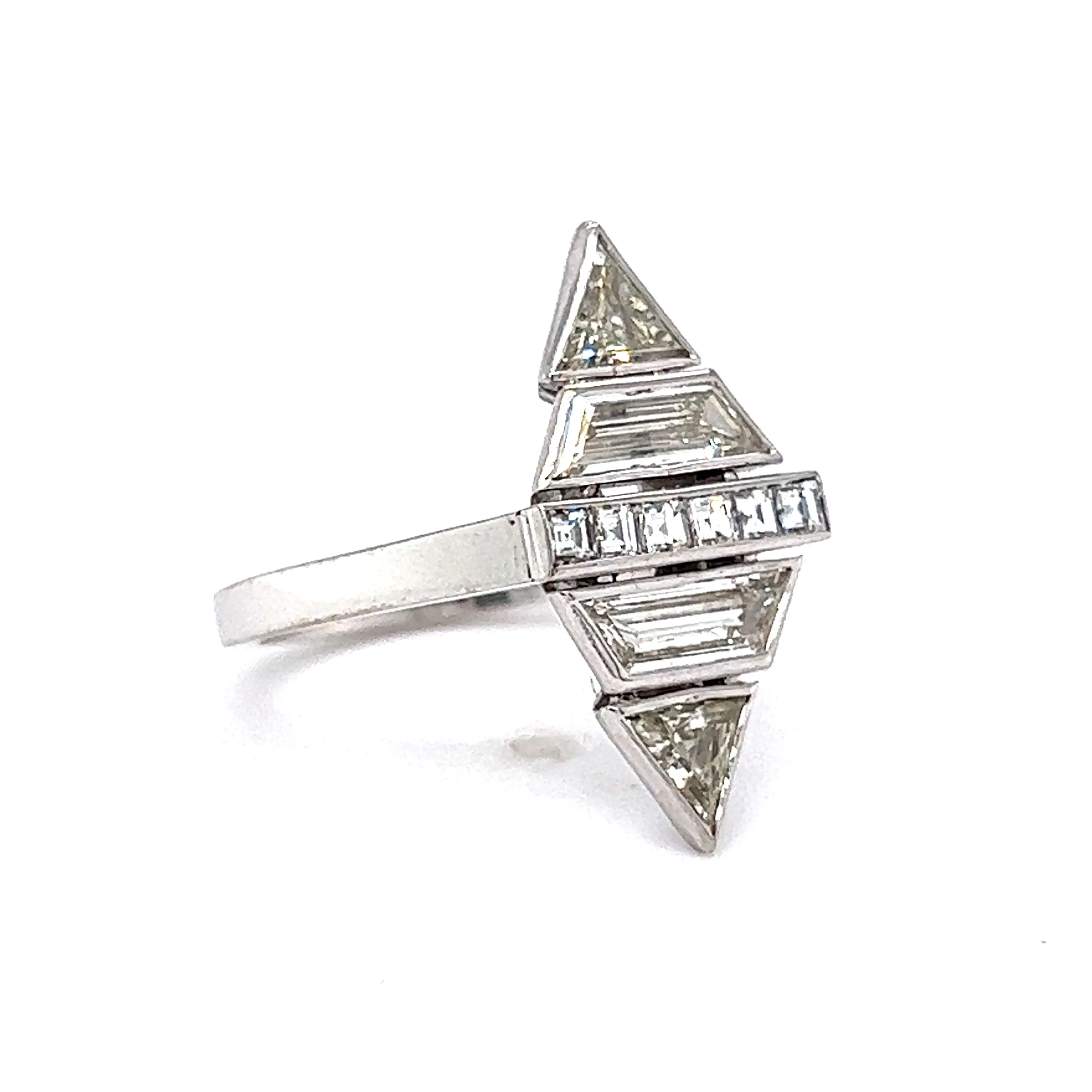 Geometric Bezel Set Diamond Cocktail Ring in Platinum - Image 3