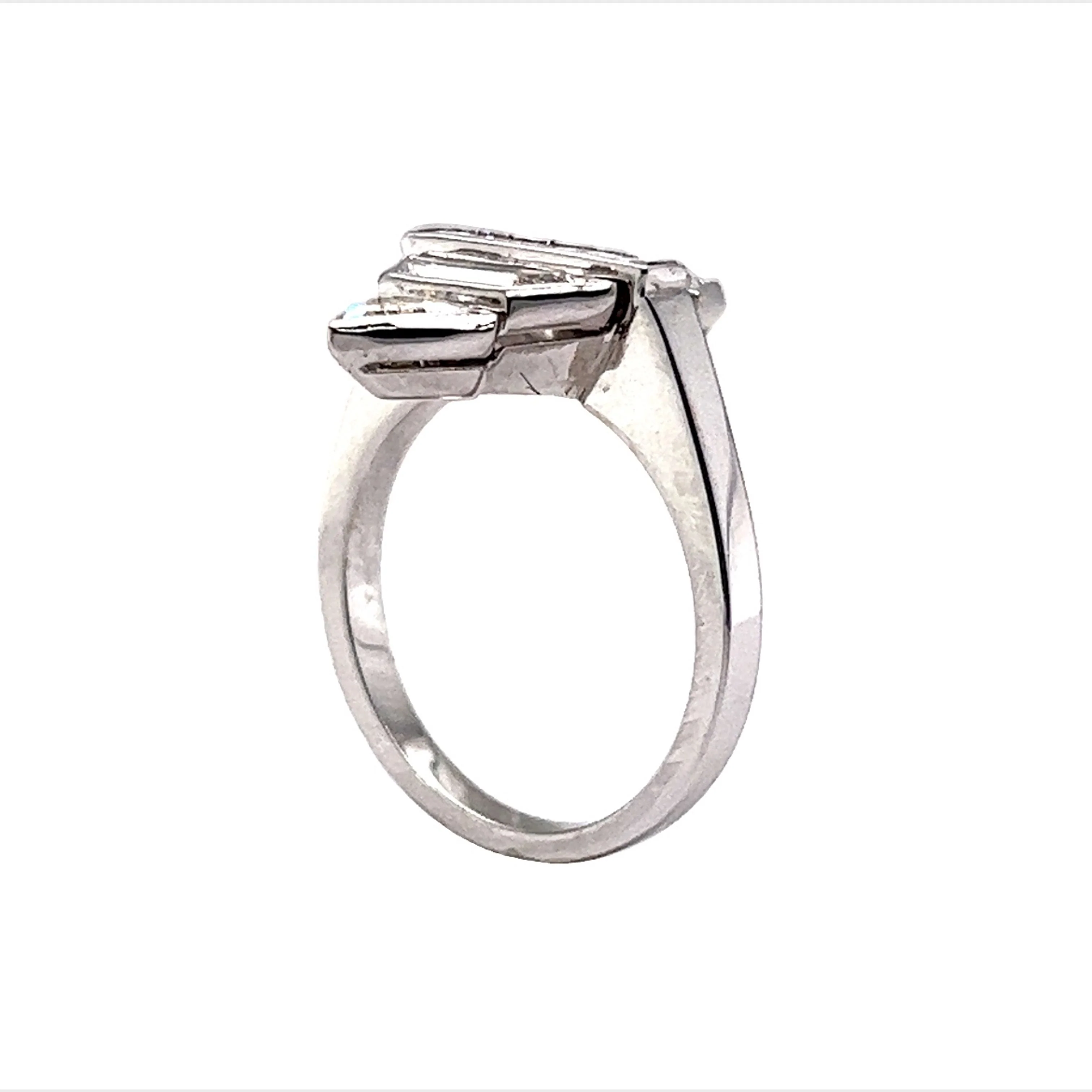 Geometric Bezel Set Diamond Cocktail Ring in Platinum - Image 5