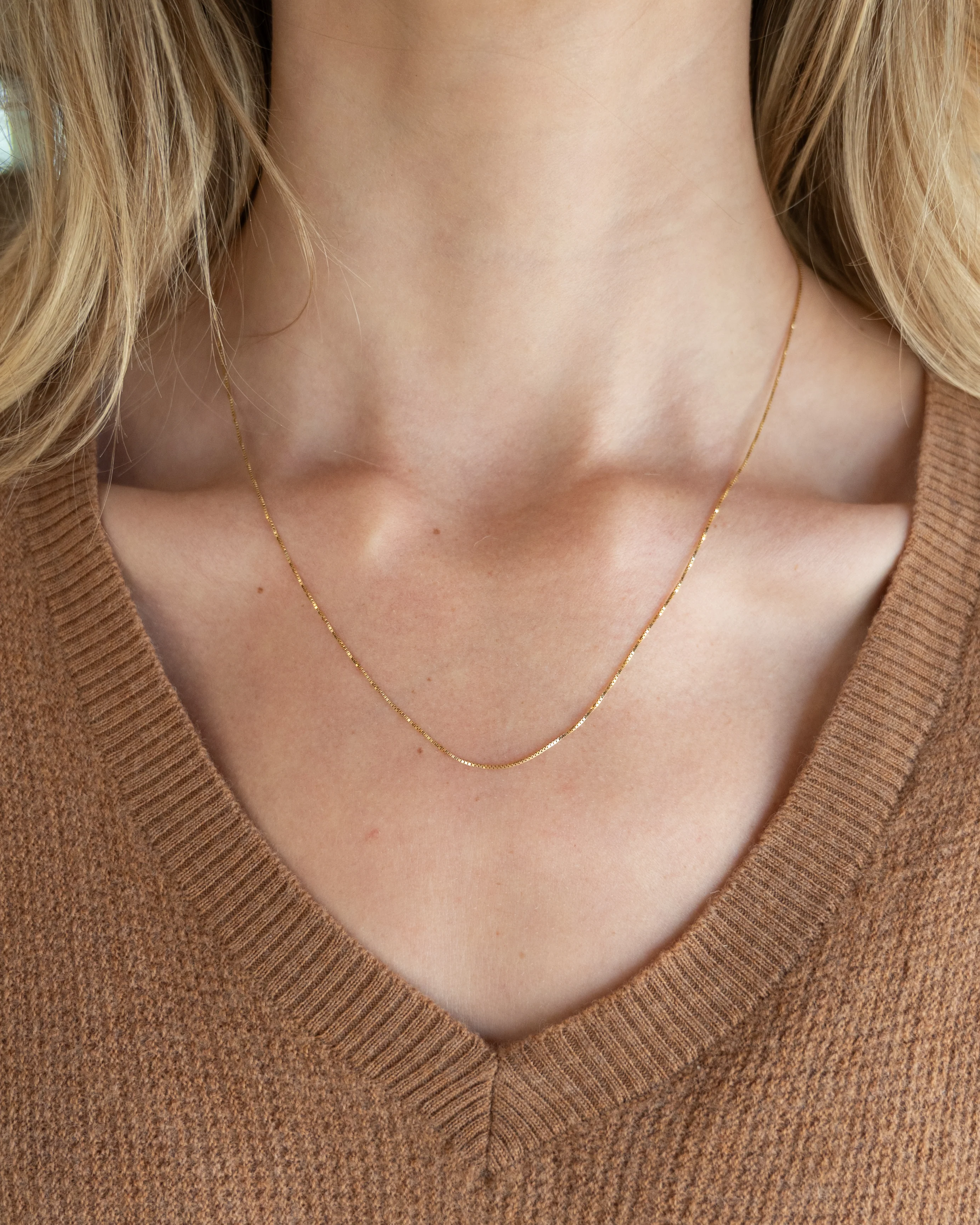 Geometric Box Link Chain Necklace 14k Yellow Gold - Image 5