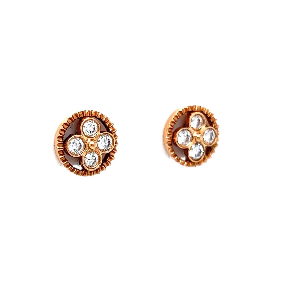 Geometric Diamond Cluster Earrings in Rose Gold - Image 3