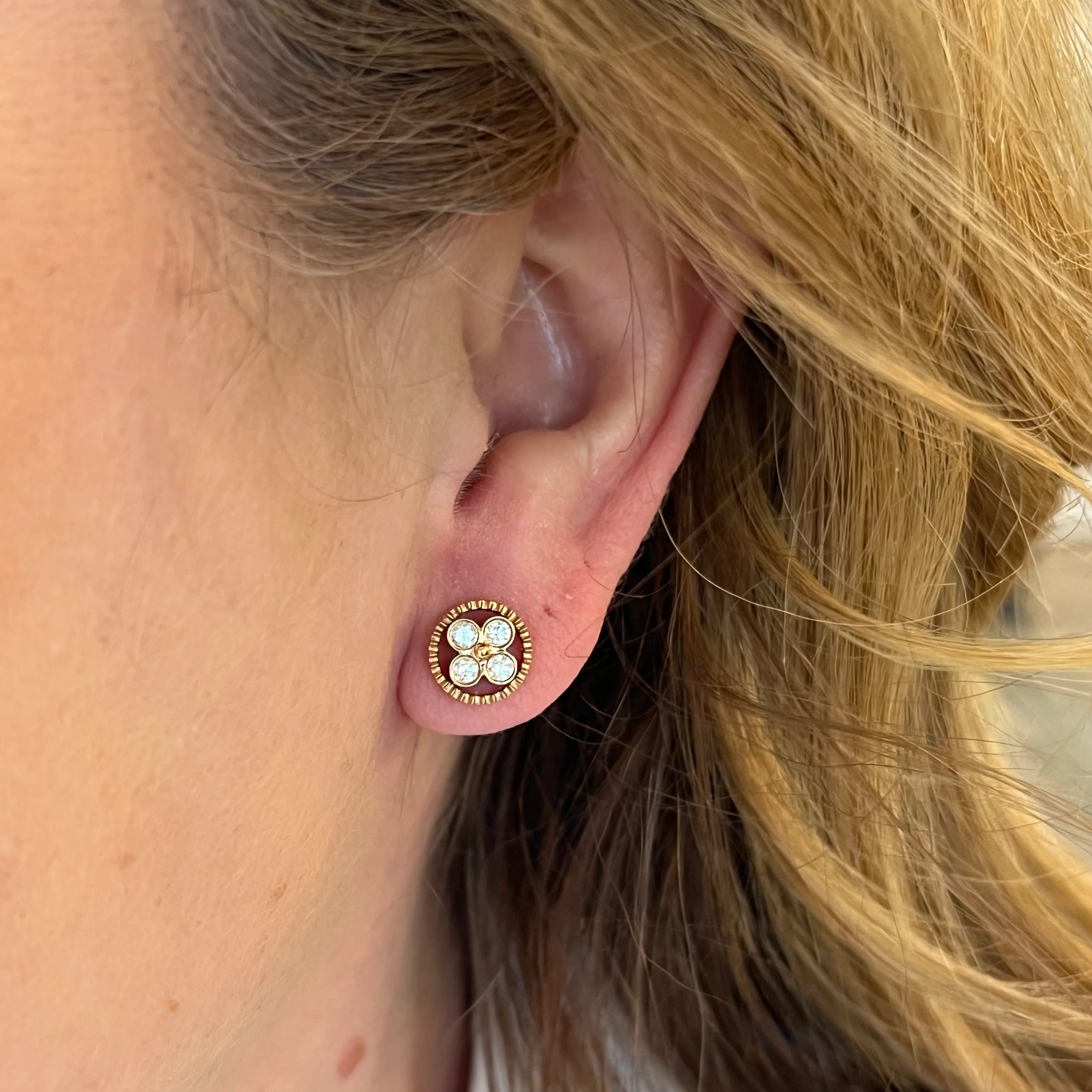 Geometric Diamond Cluster Earrings in Rose Gold - Image 4