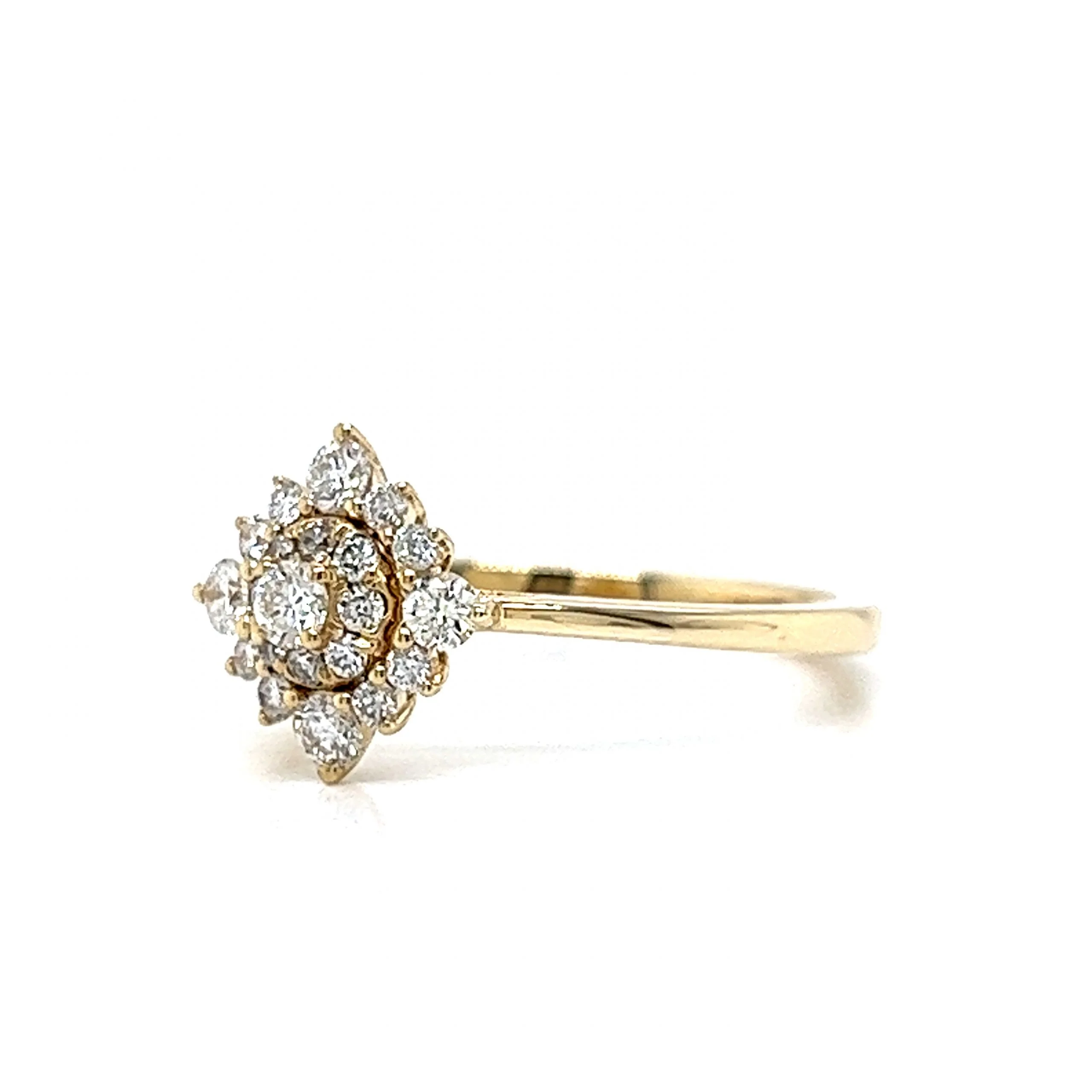 Geometric Diamond Cluster Ring in 14k Yellow Gold - Image 2