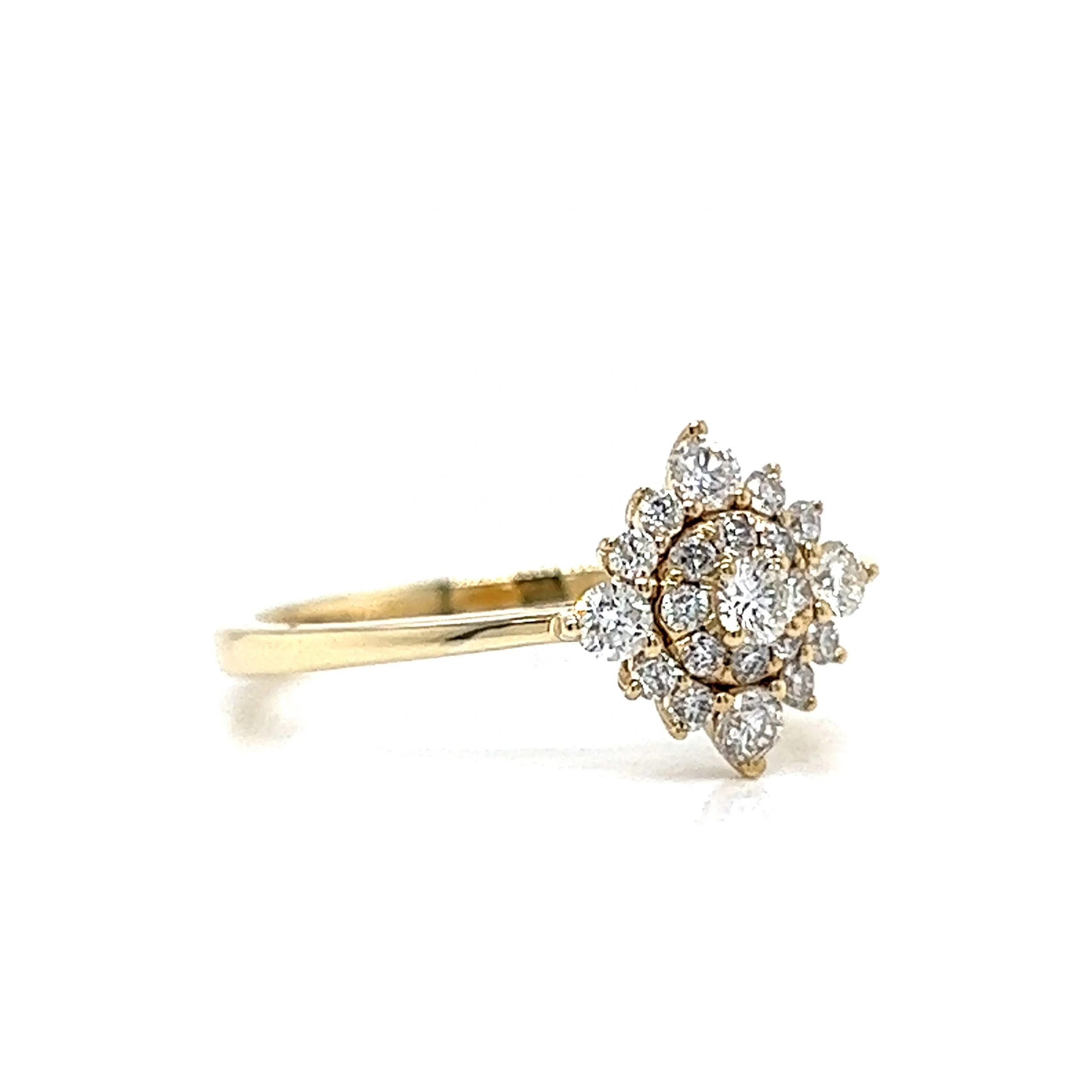 Geometric Diamond Cluster Ring in 14k Yellow Gold - Image 3