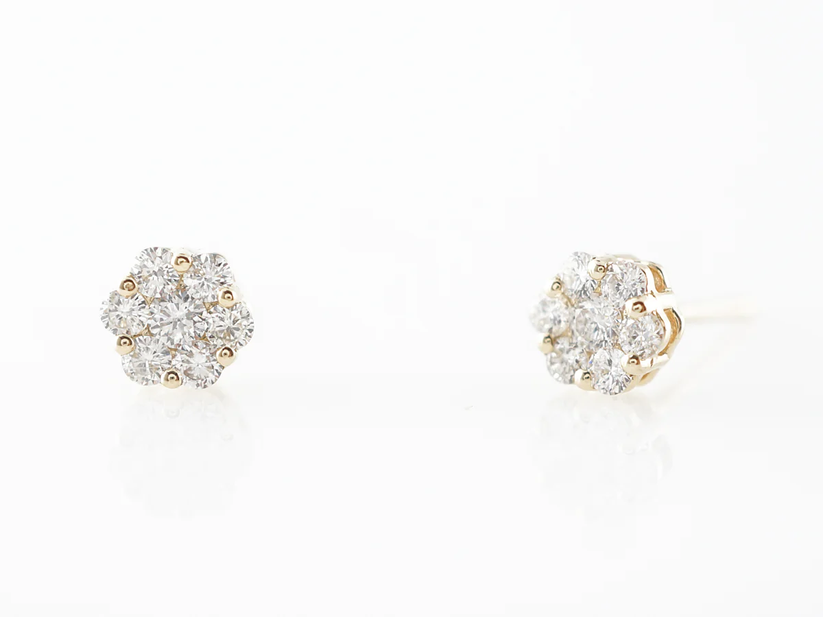 Geometric Diamond Stud Earrings in 14k Yellow Gold - Image 2