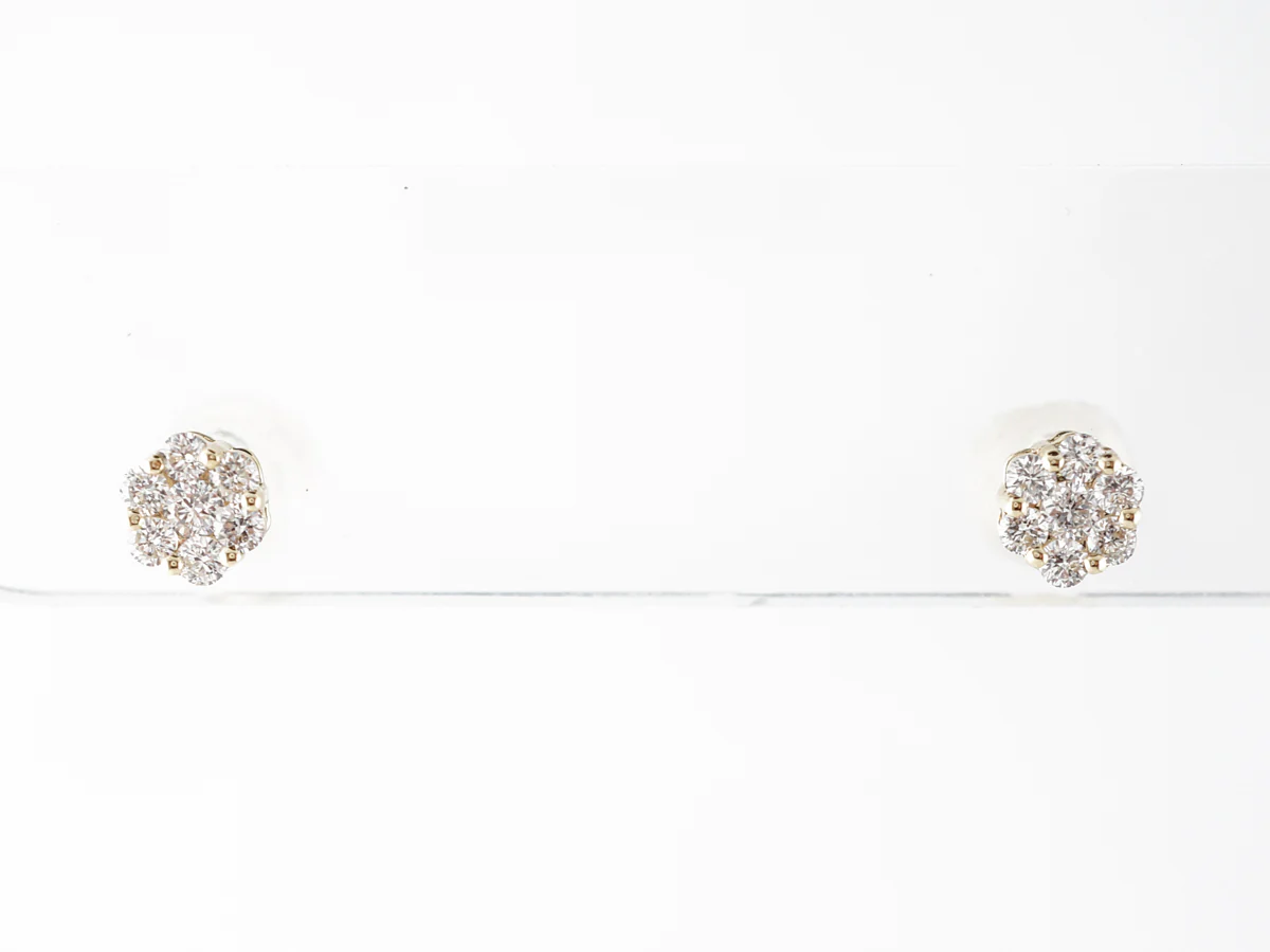 Geometric Diamond Stud Earrings in 14k Yellow Gold - Image 3