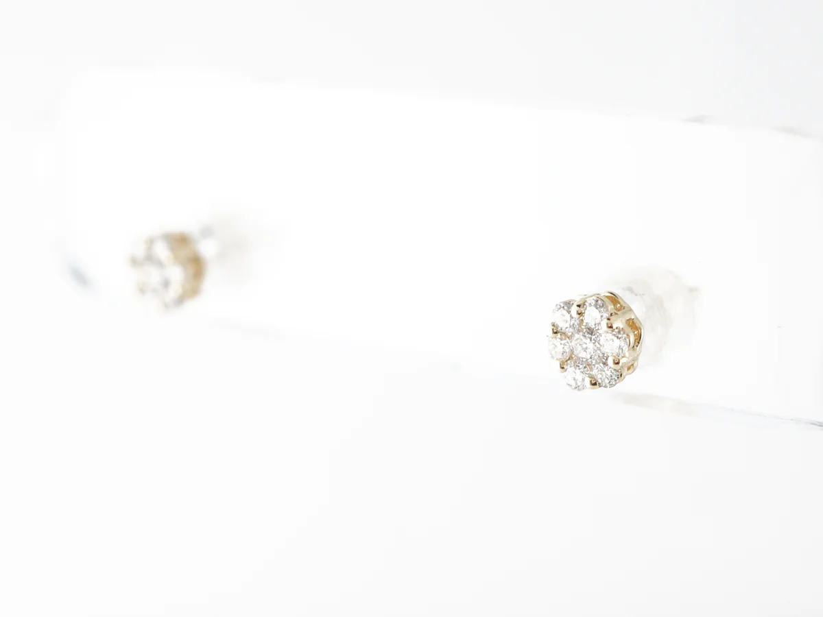 Geometric Diamond Stud Earrings in 14k Yellow Gold - Image 4