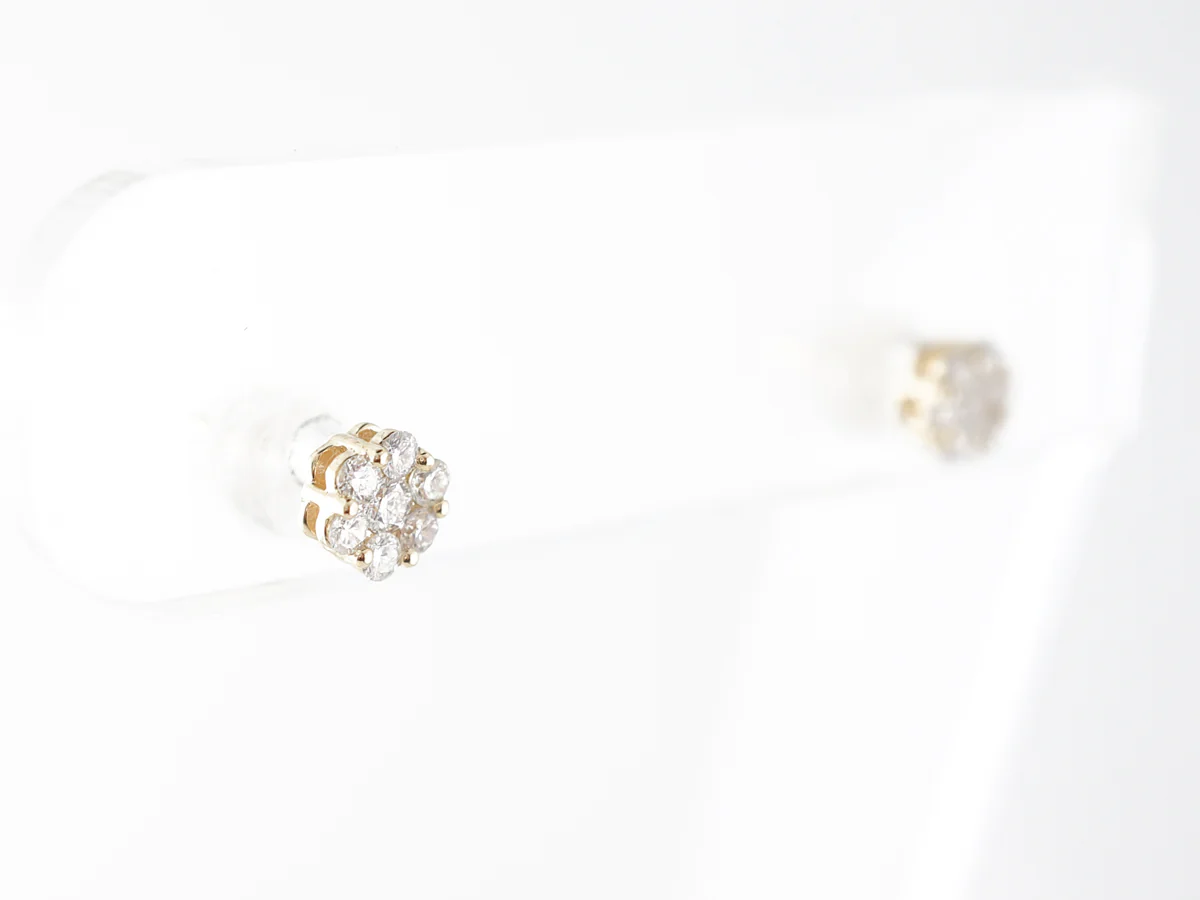 Geometric Diamond Stud Earrings in 14k Yellow Gold - Image 5