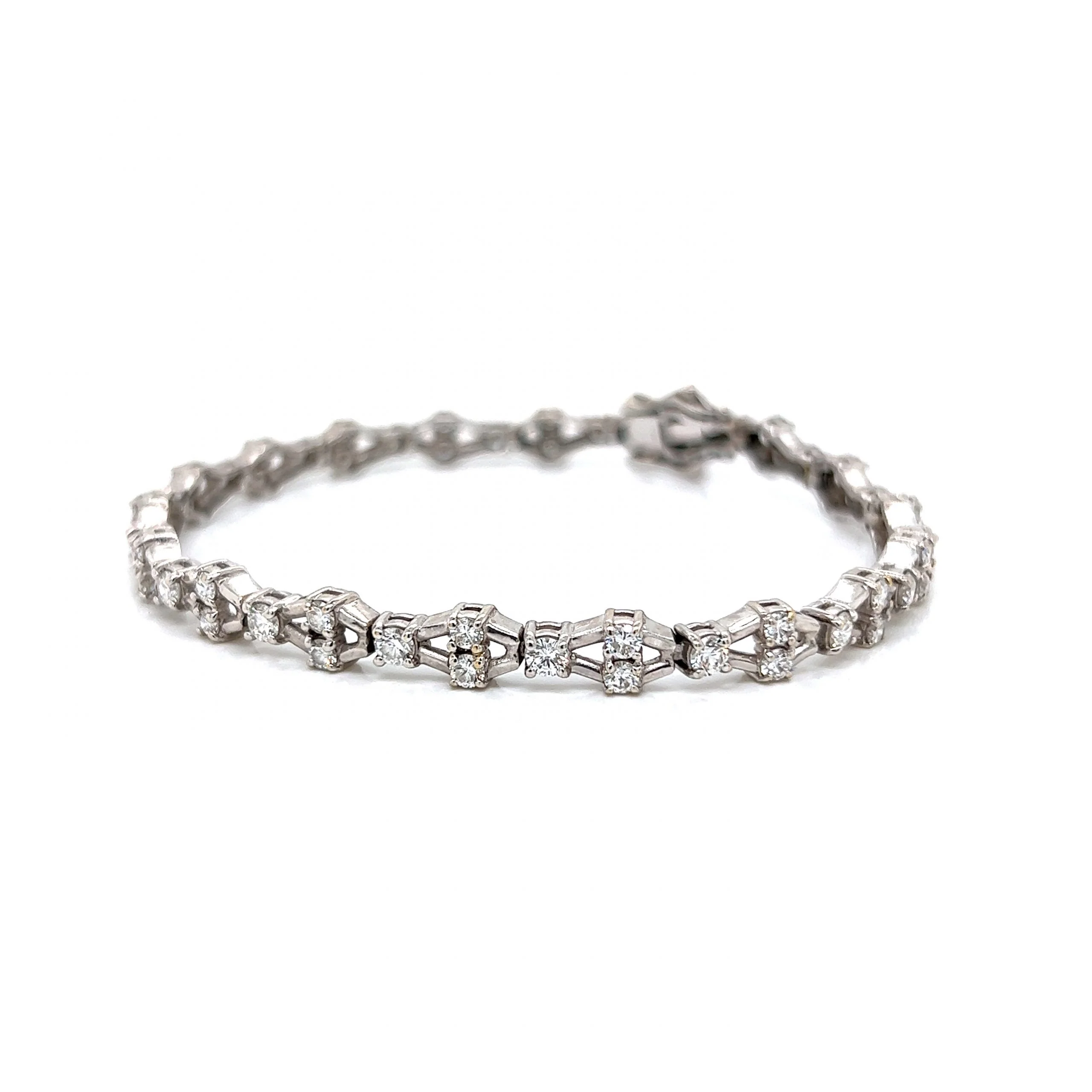 Geometric Diamond Tennis Bracelet in 18k White Gold - Image 2