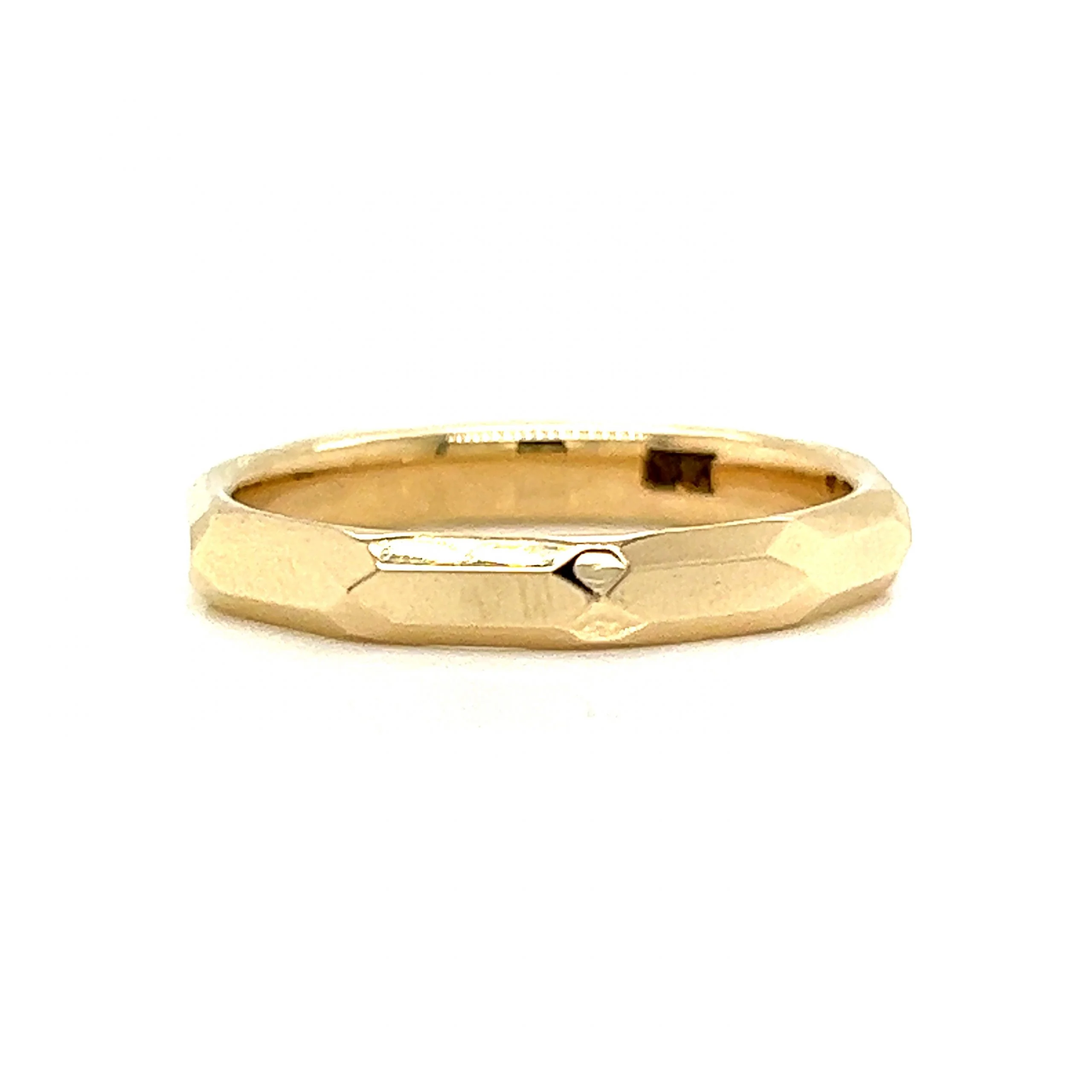 Geometric Faceted Wedding Band in 14k Yellow Gold - Image 2