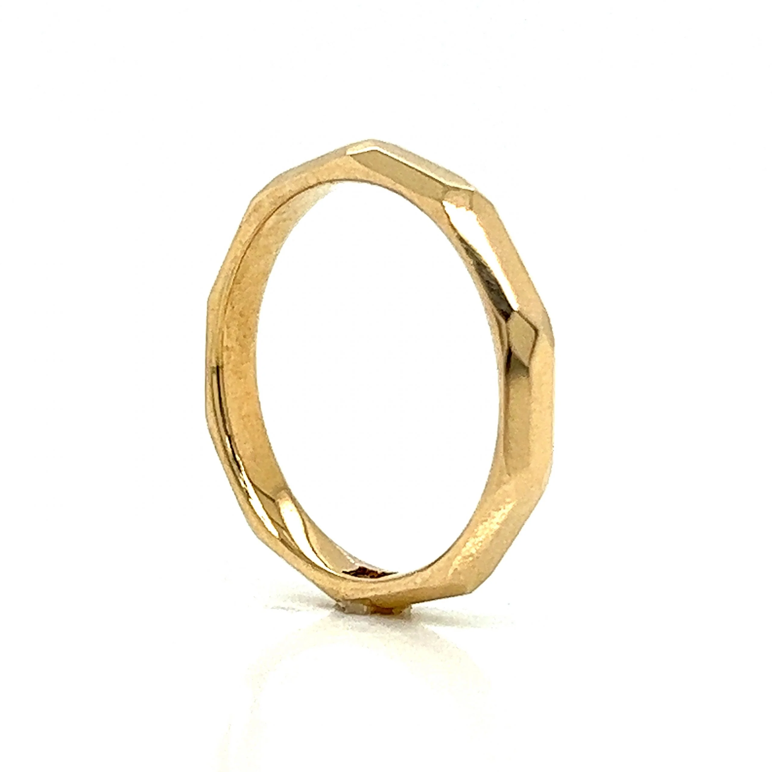 Geometric Faceted Wedding Band in 14k Yellow Gold - Image 5