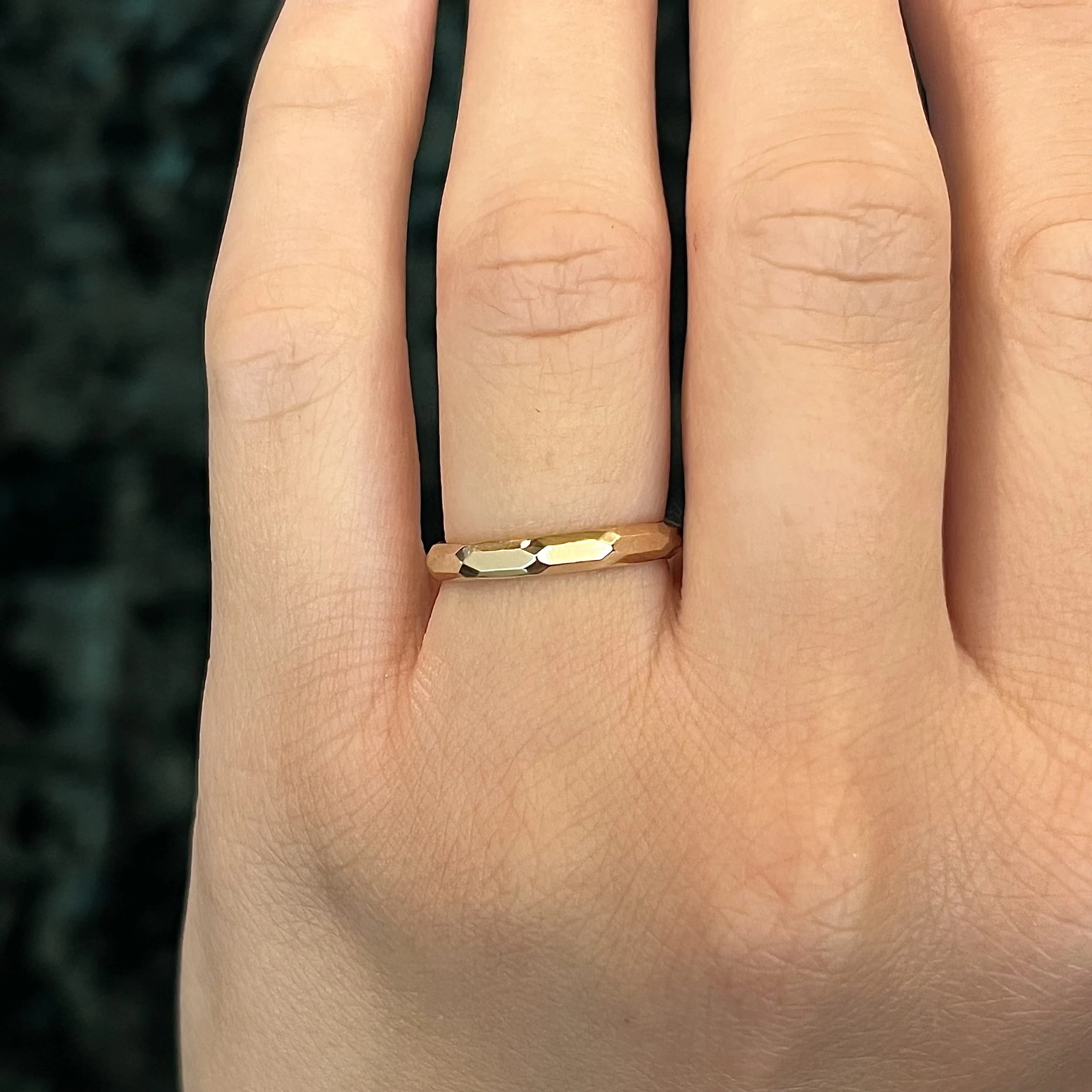 Geometric Faceted Wedding Band in 14k Yellow Gold - Image 6