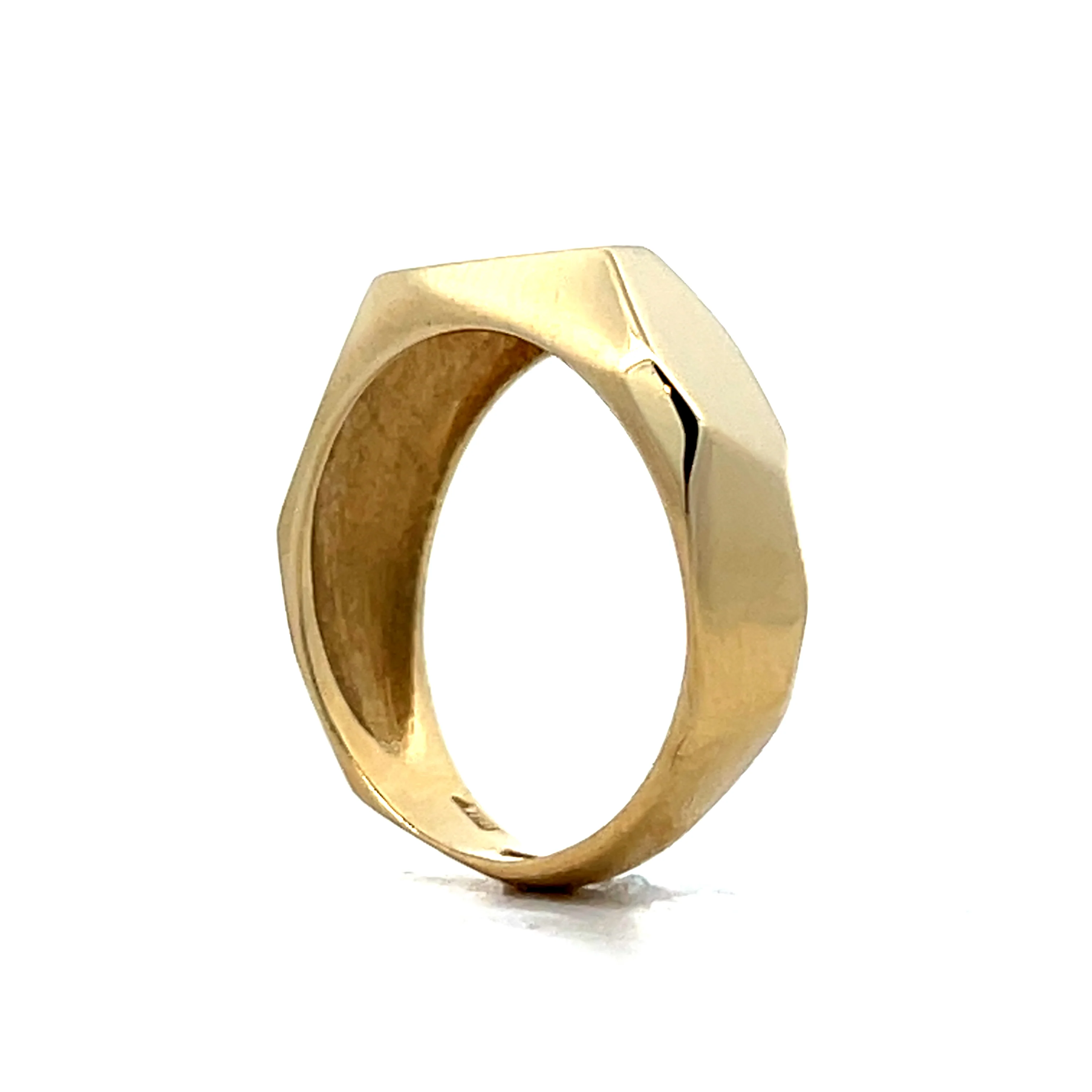 Geometric Hammered Stacking Ring in 14k Yellow Gold - Image 5