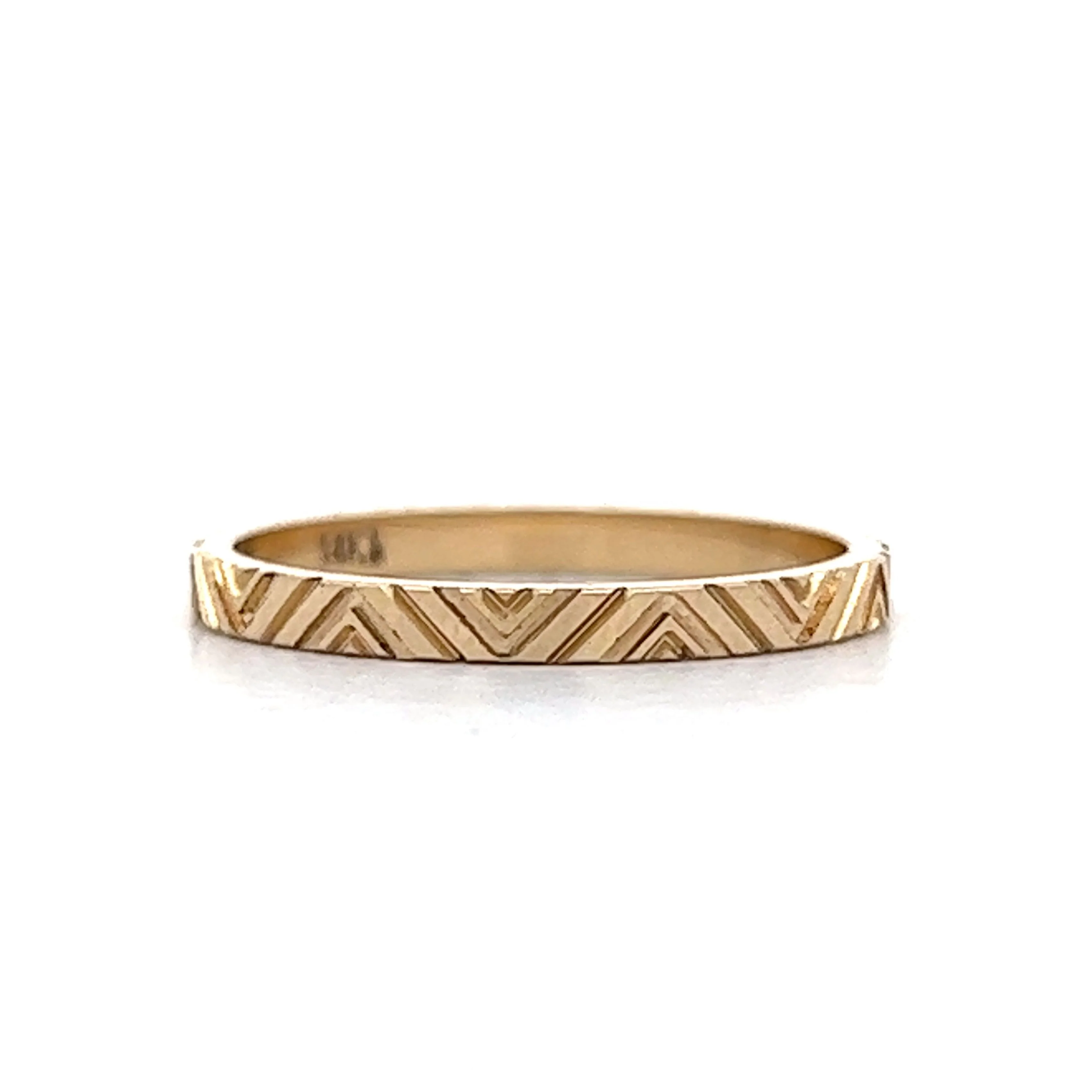 Geometric Pattern Wedding Band in 14k Yellow Gold - Image 2